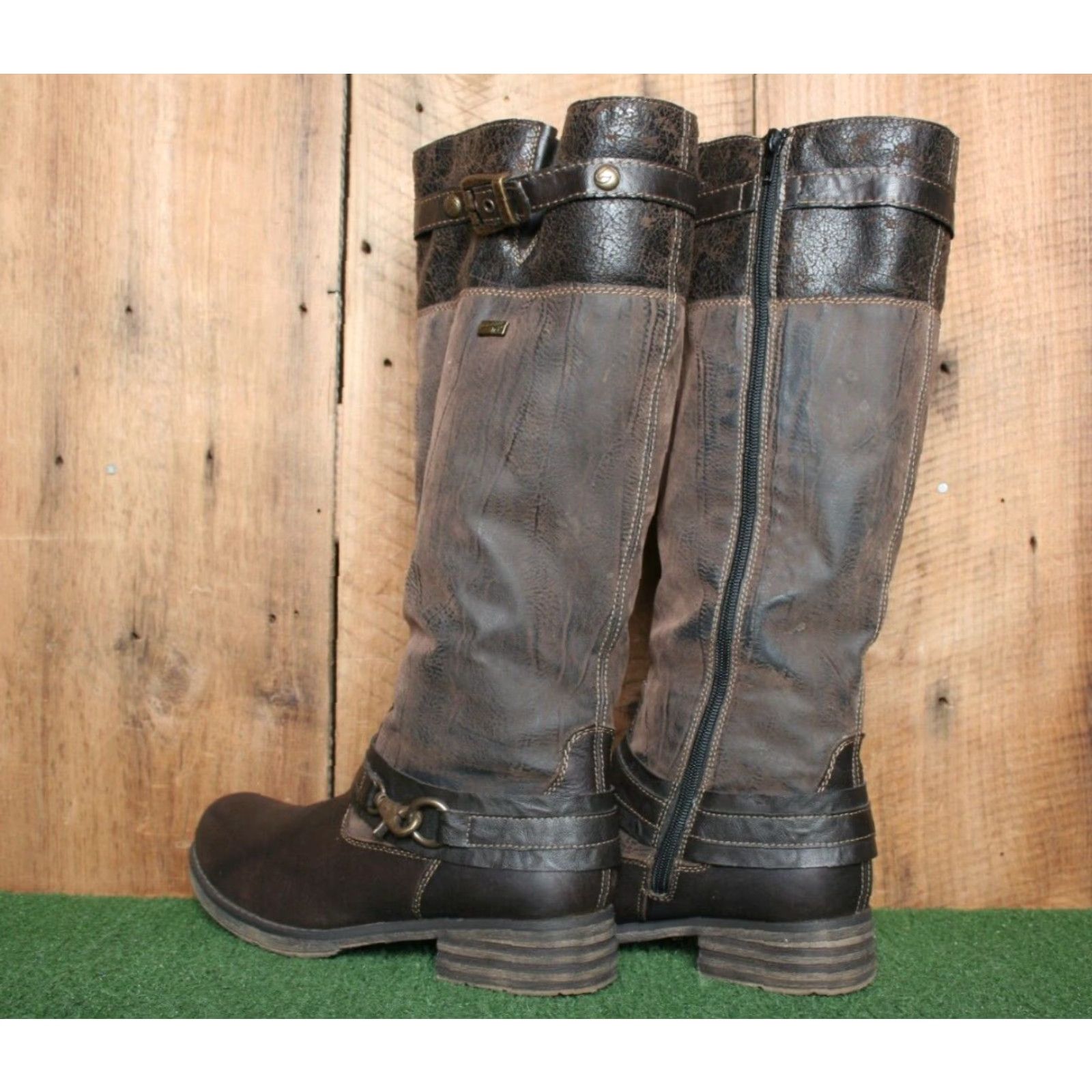 Vintage REMONTE Brown Leather & RemonteTEX Sherpa Lined Knee High Boots EUR 41 US 9.5 Mens Womens Girls Boys Size US 10 / IT 40 - 3 Thumbnail