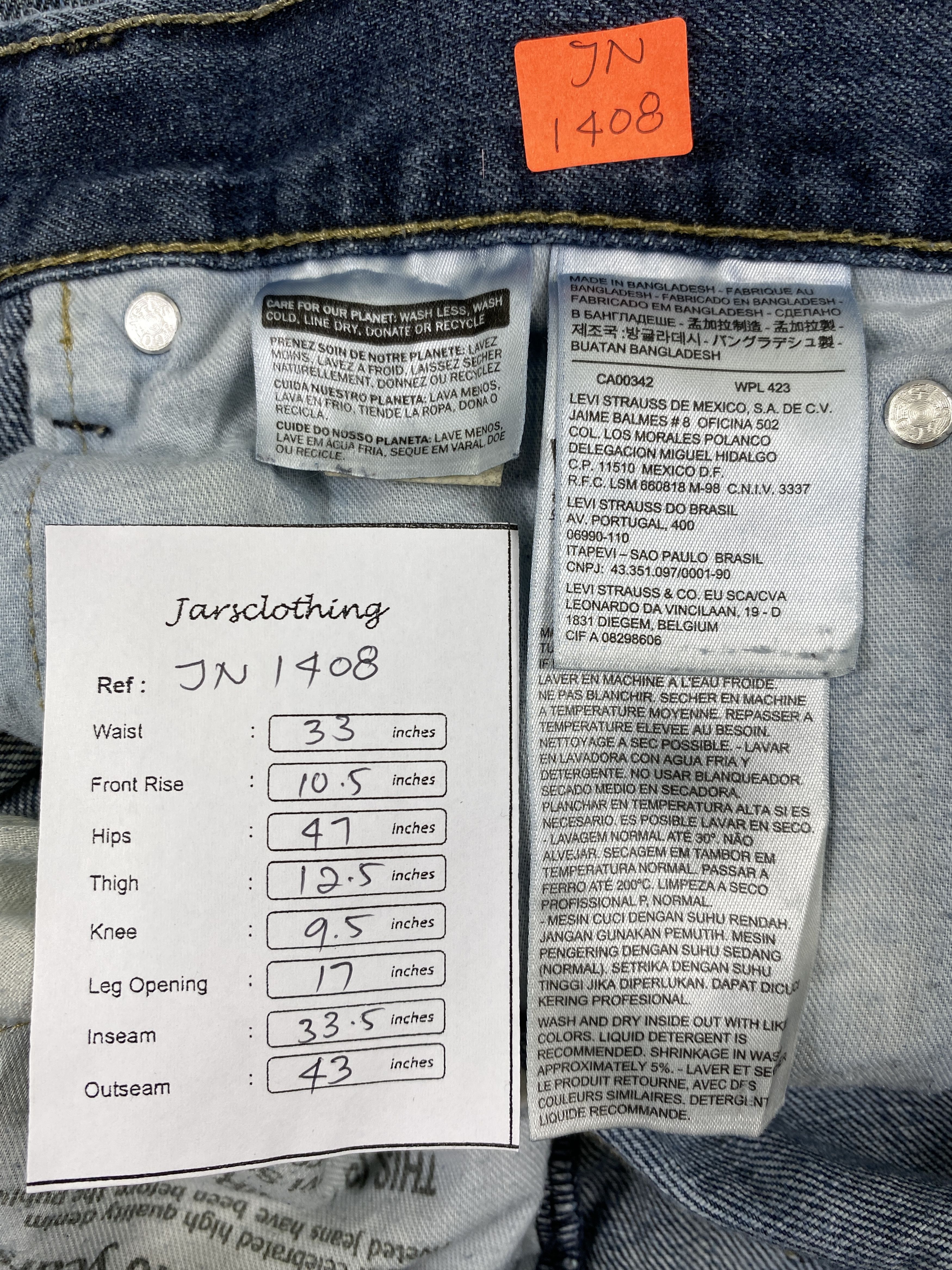 Japanese Brand Faded Blue Levi's 559 Jeans 33x33.5 Denim -JN1408 Size US 33 - 8 Thumbnail