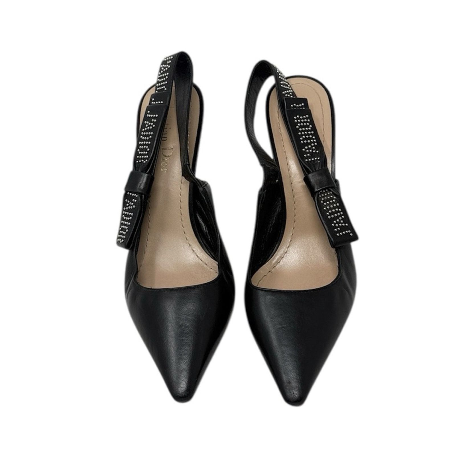 Dior Dior J’Adior Studded Black Leather Slingback Pumps Size 37.5 Size US 7.5 / IT 37.5 - 2 Thumbnail