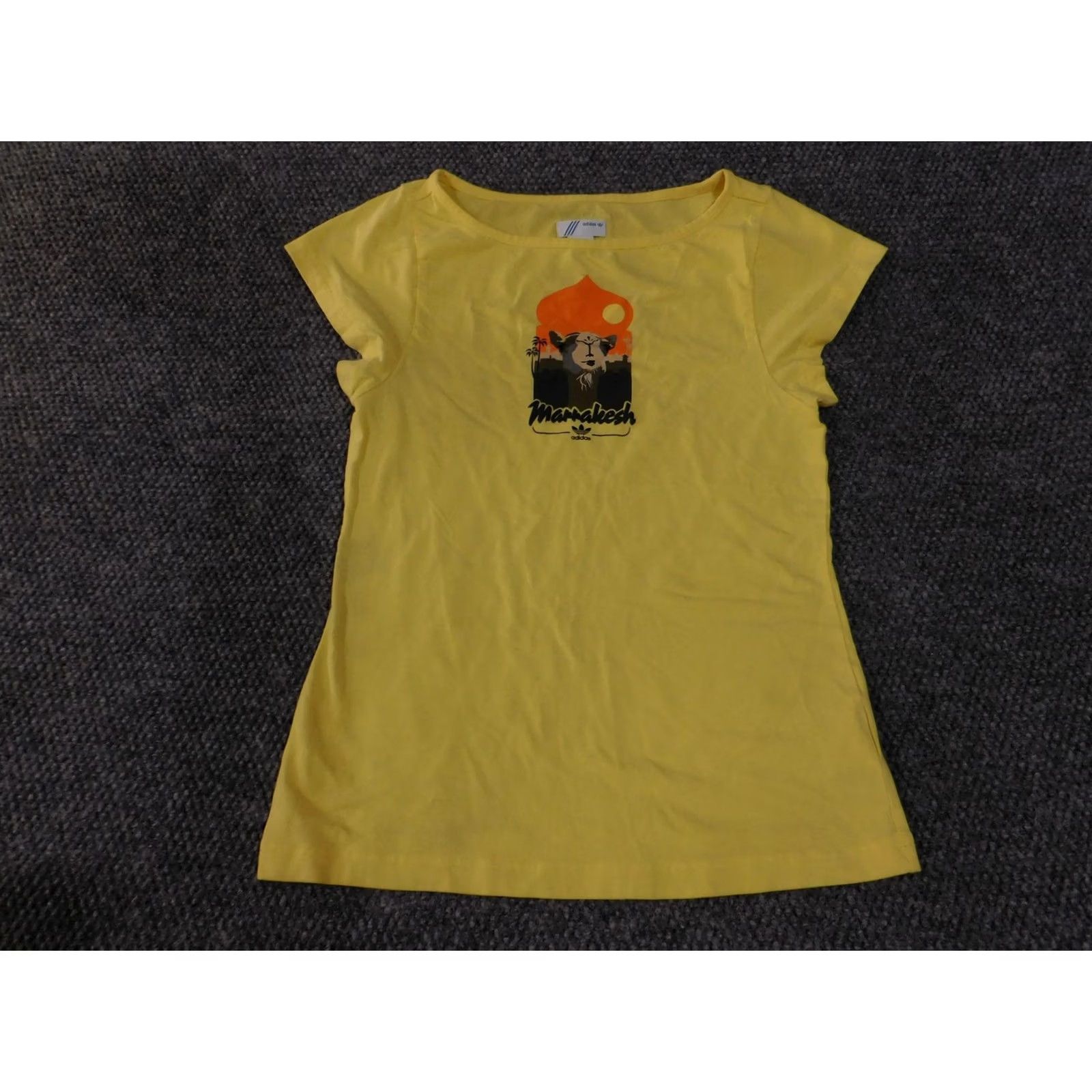 Adidas VINTAGE Adidas Shirt Womens Medium Yellow Marrakesh Graphic Tee Short Sleeve Cotton Size M / US 6-8 / IT 42-44 - 2 Thumbnail