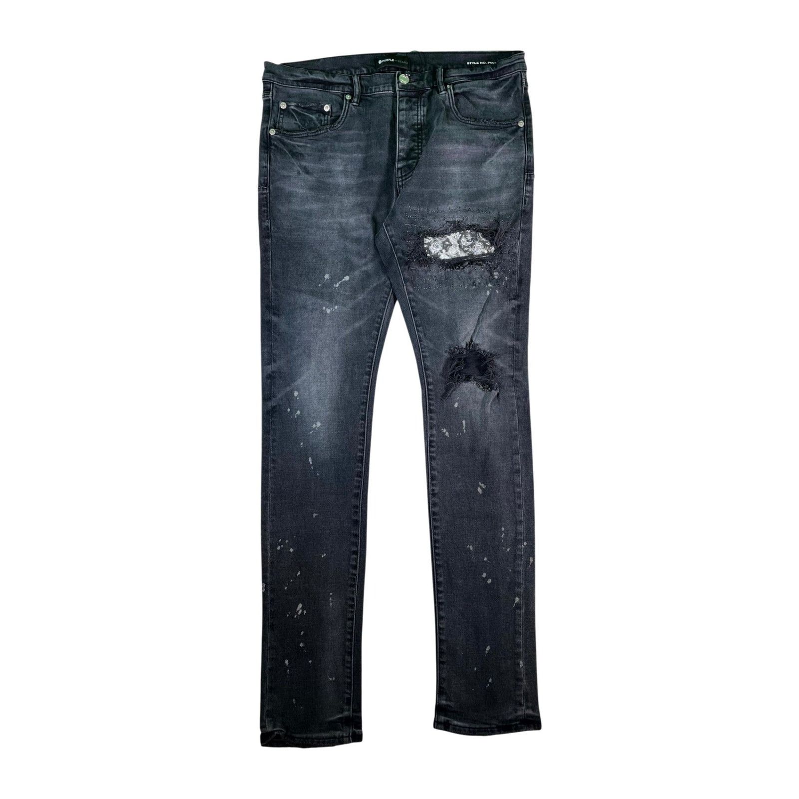 Purple Brand Purple Brand "Paisley Patchwork" Black Wash Jeans Size US 34 / EU 50 - 1 Thumbnail