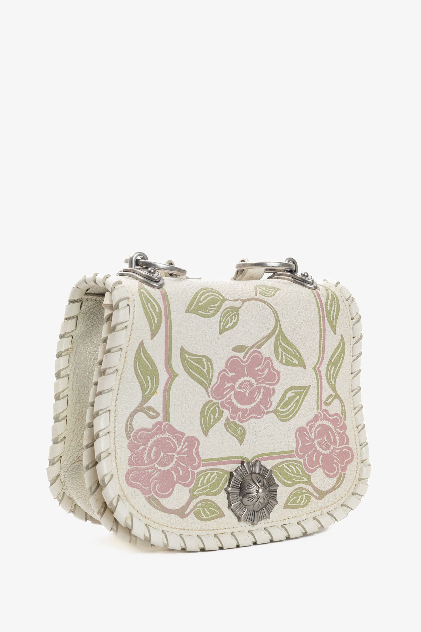 Miu Miu Miu Miu Madras Flora Leather Whipstitch Flap Crossbody Size ONE SIZE - 2 Thumbnail