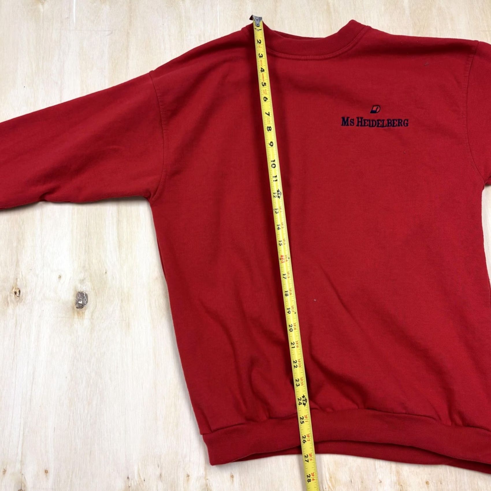 Vintage Basic Wear Sweatshirt Women's L Red Fleece Crewneck Pullover Embroidered Logo MS Heidelberg Vintage? Size L / US 10 / IT 46 - 6 Thumbnail