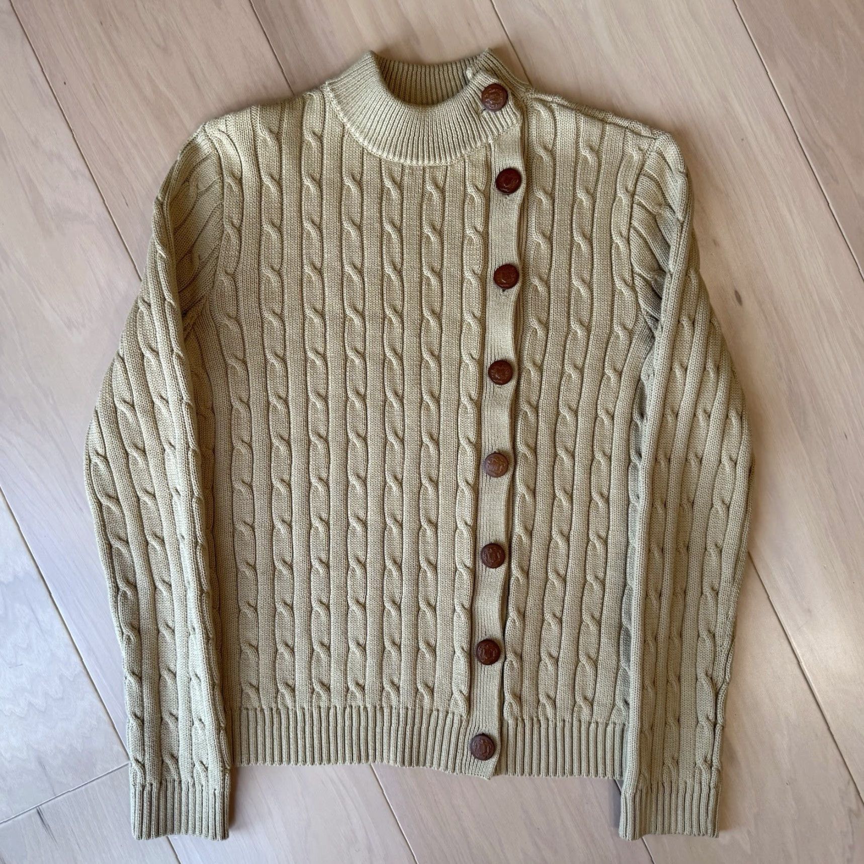 Ralph Lauren Lauren Ralph Lauren Cable Knit Sweater Women's Small Khaki Brown Cotton Pullover Size S / US 4 / IT 40 - 2 Thumbnail