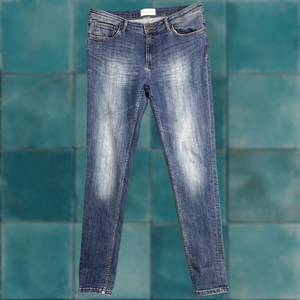 Denime Dish-denim Jeans Mens 31x31 Medium Wash Blue Skinny Stretch Slim Fit Denim Pants Size US 31 - 1 Thumbnail
