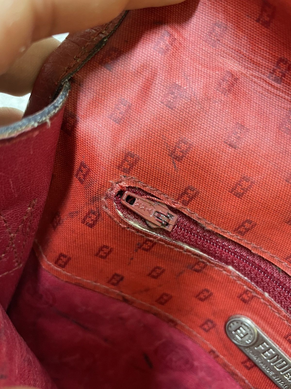 Fendi Vintage Fendi Red Zucca Monogram Shoulder Bag Size ONE SIZE - 7 Thumbnail