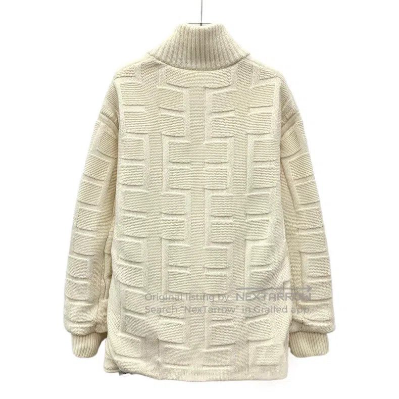 Hermes Hermes Beige floral texture merino wool stand collar zippe Size XS / US 0-2 / IT 36-38 - 2 Thumbnail