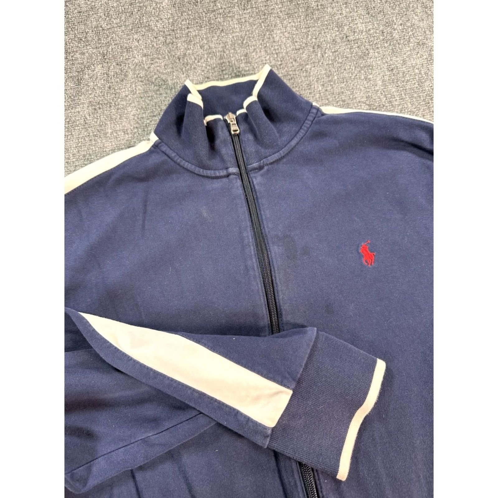 Polo Ralph Lauren Polo Ralph Lauren Jacket Mens XL Blue Full Zip Track Stripe Red Pony Logo Retro Size US XL / EU 56 / 4 - 2 Thumbnail