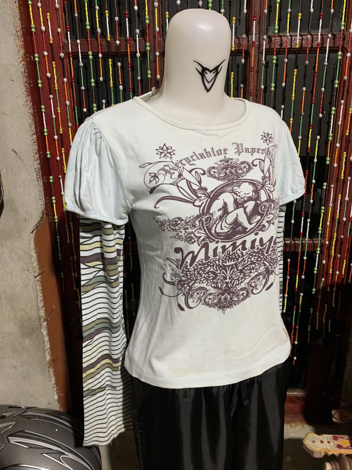 Japanese Brand y2k Paper Bag Angelic Royal Graphic Extra Sleeve Top Size M / US 6-8 / IT 42-44 - 2 Thumbnail