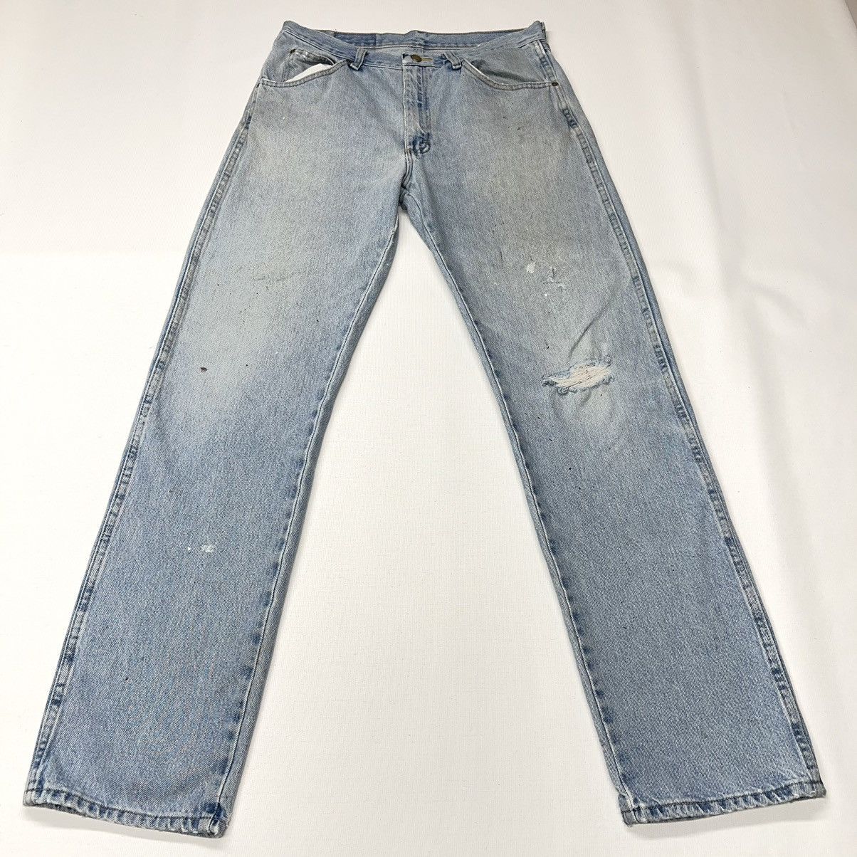 Vintage × Wrangler Wrangler Jeans Blue Straight Ripped Faded Denim Worn Y2K Size US 33 - 1 Thumbnail