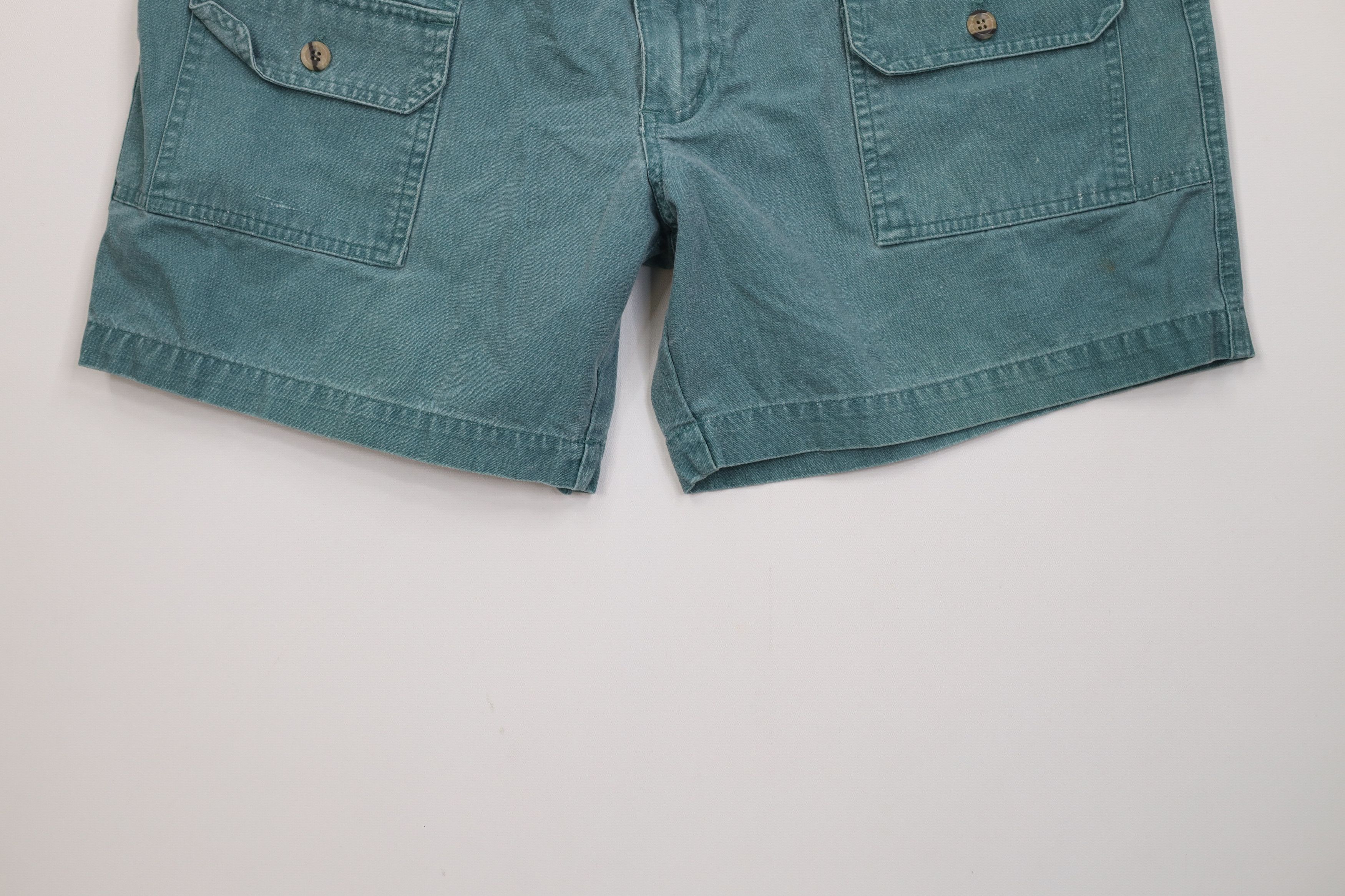 Vintage Vintage 90s Streetwear Above Knee Cargo Shorts Green Size US 34 / EU 50 - 4 Thumbnail