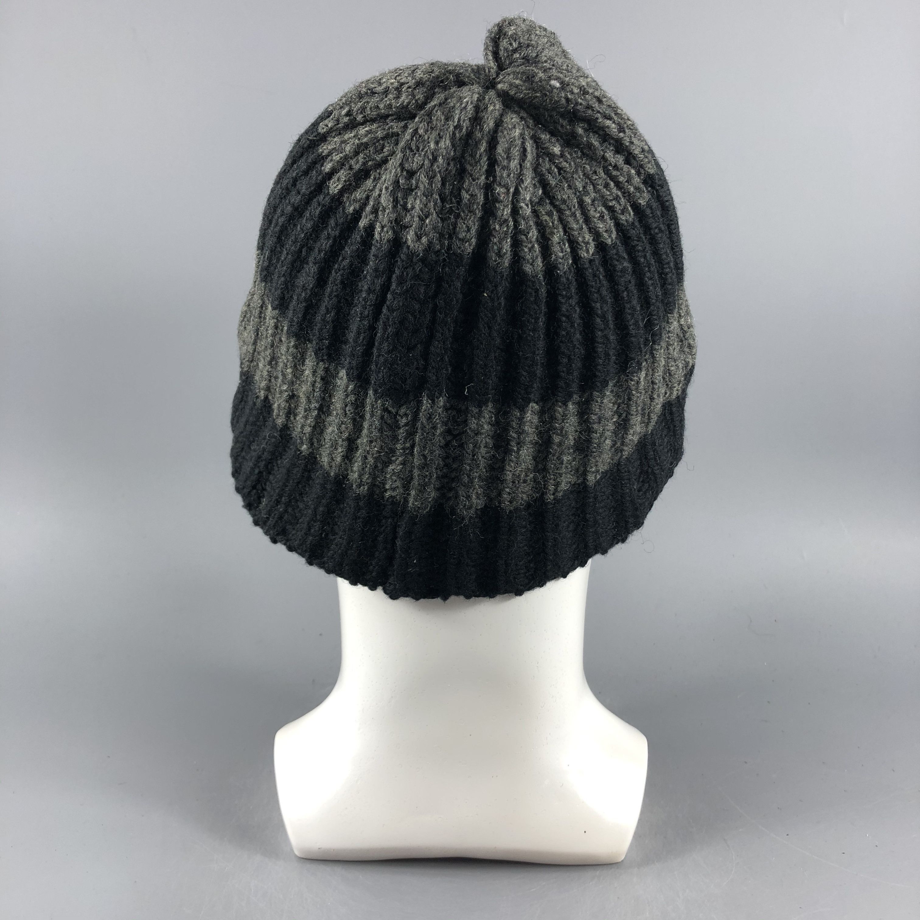 Vintage British Wool Stripe Beanie Snow Hat Snow Cap -D282 Size ONE SIZE - 2 Thumbnail
