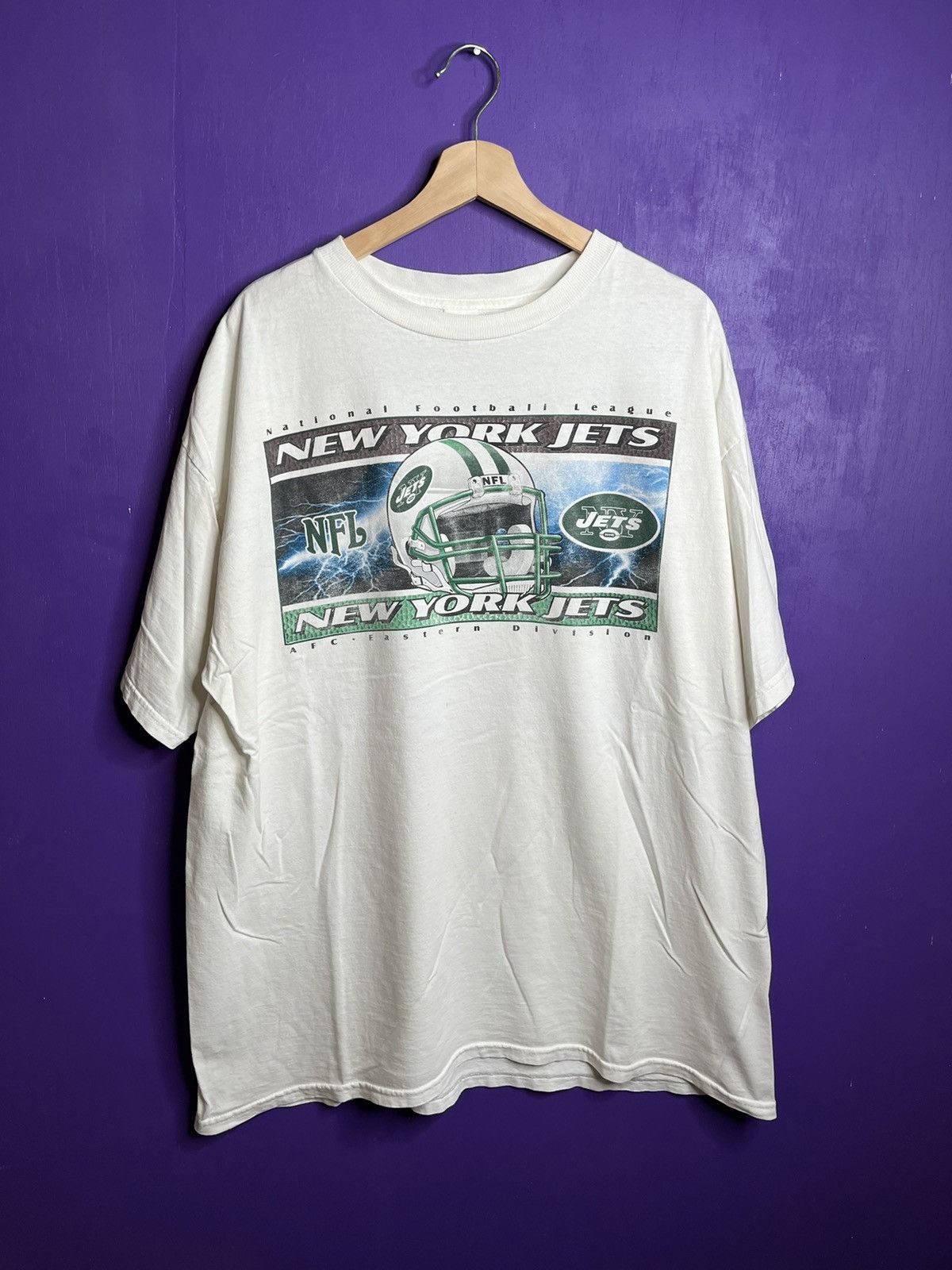 Vintage 80s 90s NY Jets Old Football LogoHelmet T-Shirt Sz M