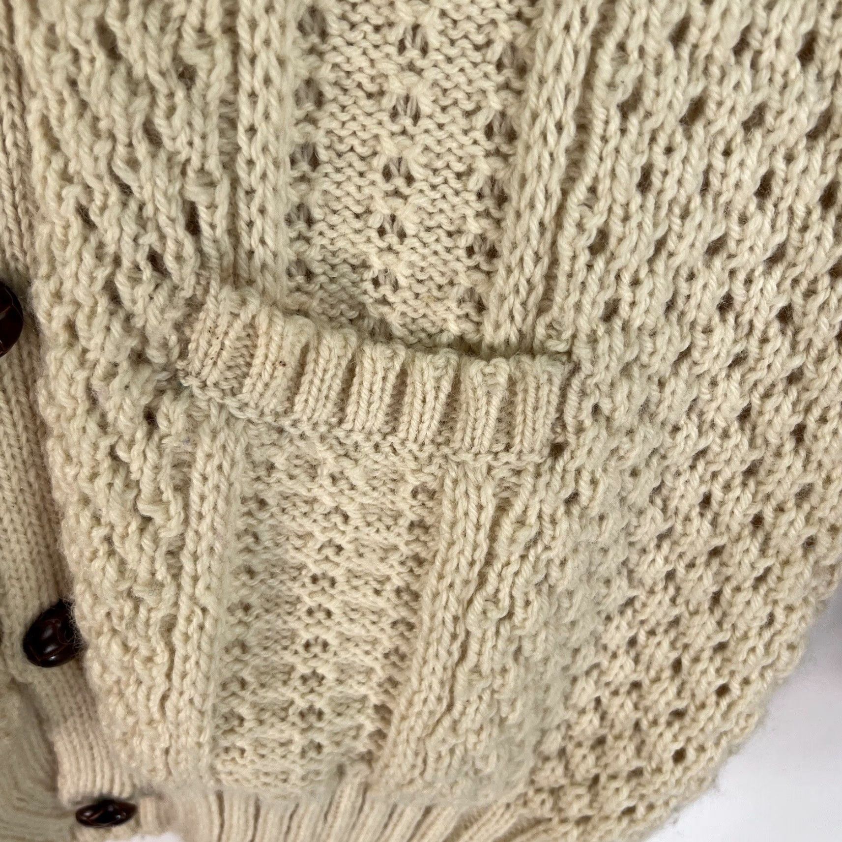 Vintage VINTAGE Donegal II 100% Wool Cable Knit Cardigan Sweater Women's Size L Beige Ireland Size L / US 10 / IT 46 - 3 Thumbnail