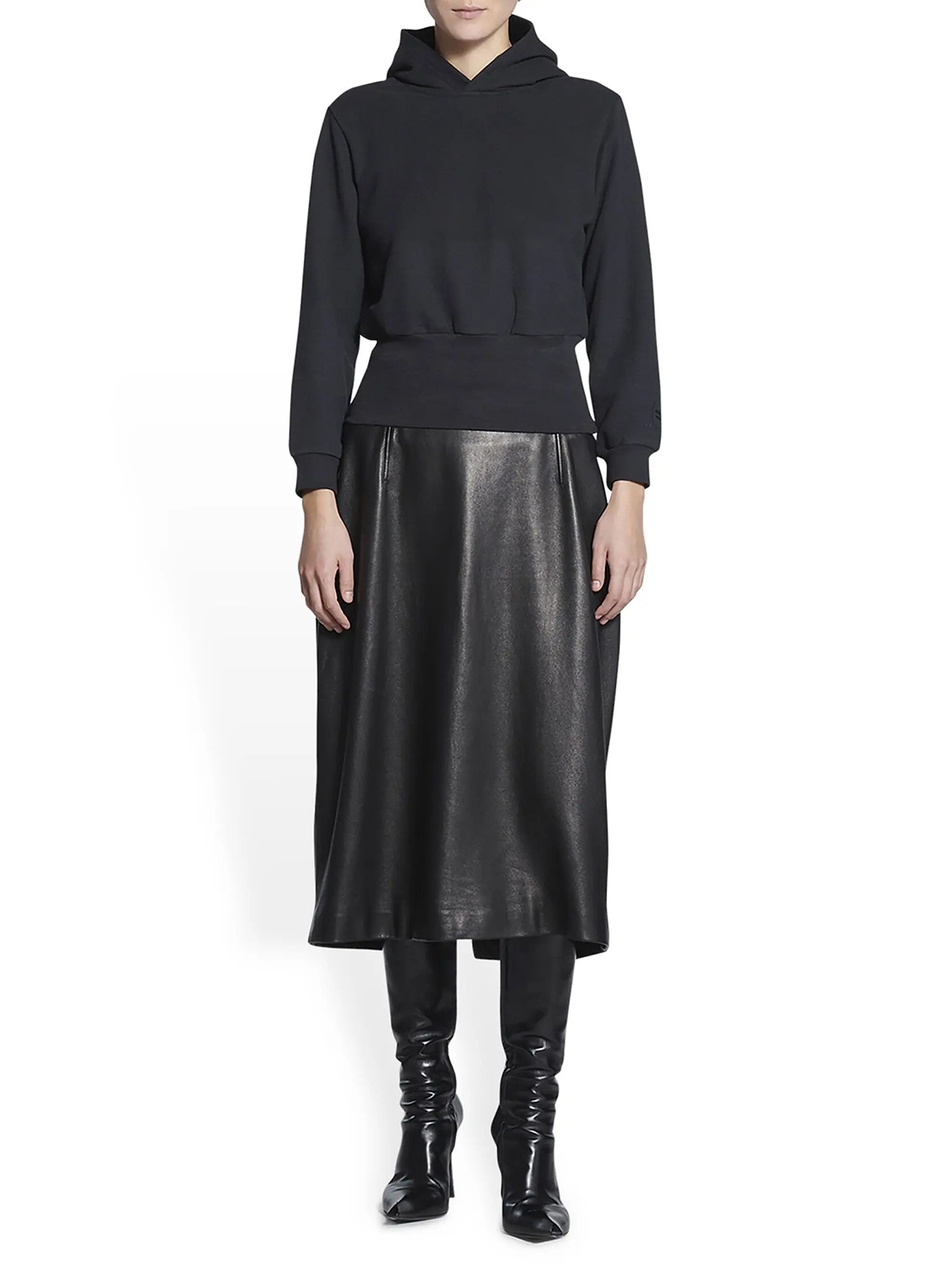 Balenciaga o1tko10825 Unisex Cropped Hoodie in Black Size M / US 6-8 / IT 42-44 - 2 Thumbnail