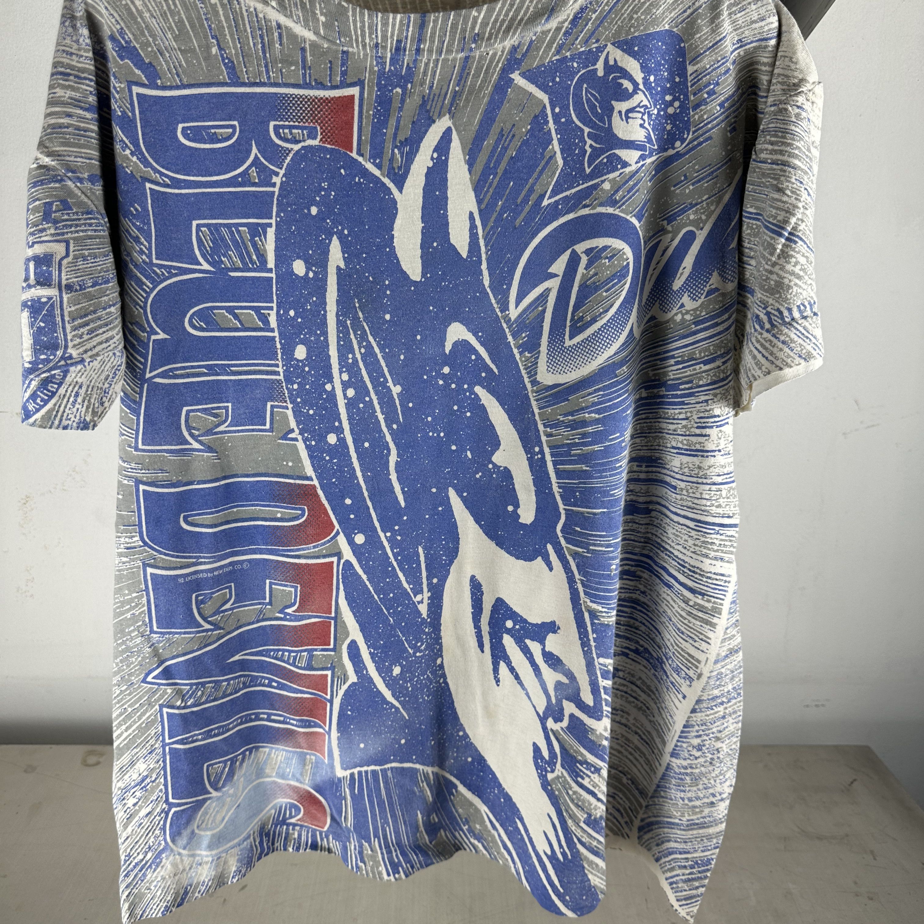 Vintage Vintage 90s Duke Blue Devils NCAA All Over Print AOP T-Shirt Size US XL / EU 56 / 4 - 2 Thumbnail