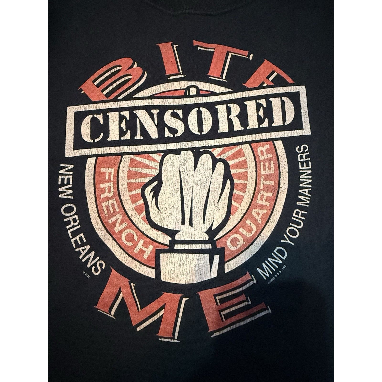 Anvil Anvil Y2K Bite Me Fist New Orleans Censored Graphic T Sz L Size US L / EU 52-54 / 3 - 10 Thumbnail