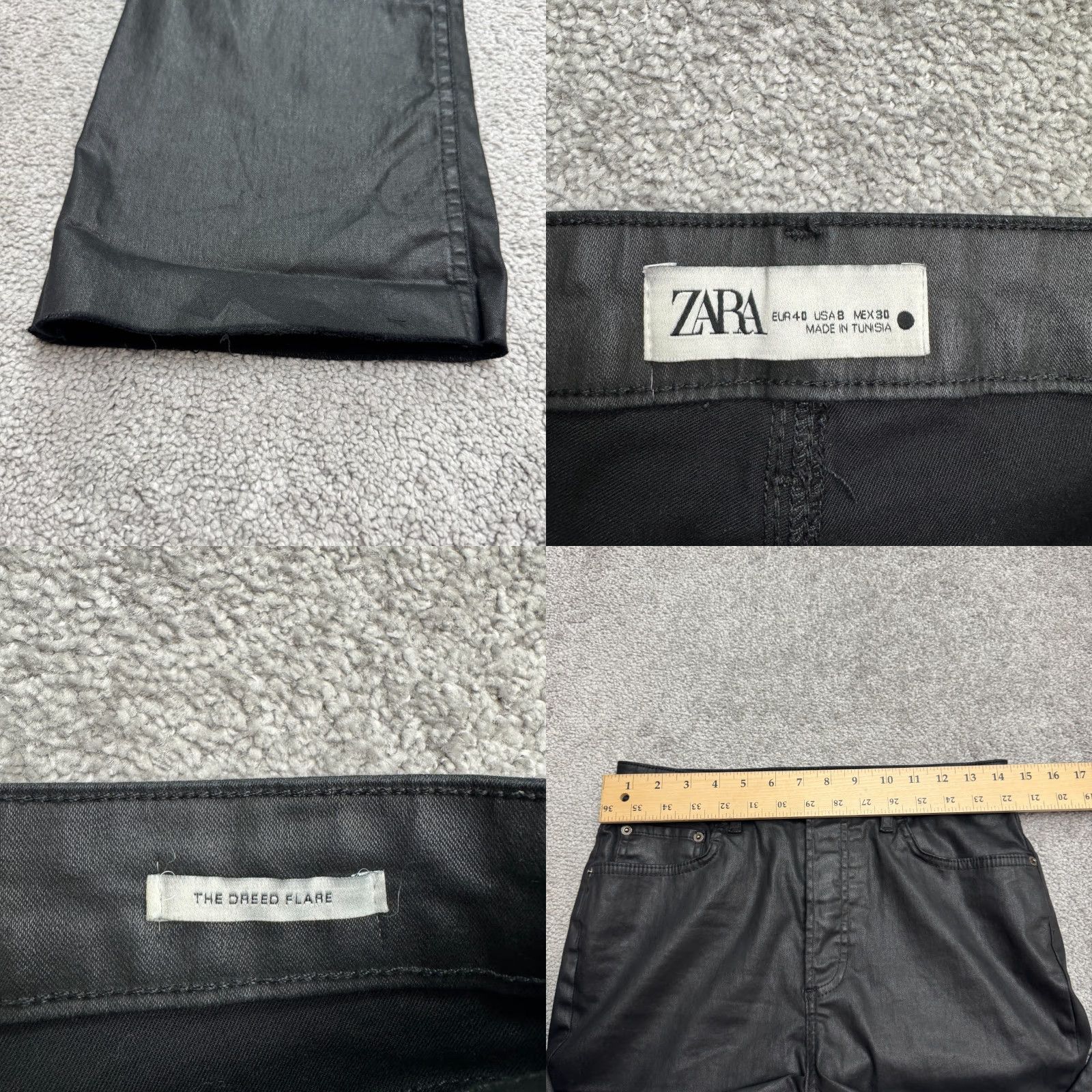 Zara Zara Pants Womens 8 Black Flared Faux Leather Side Zip Button 25 Inseam Stretch Pockets Casual Travel Vintage No (if required) Size 30" / US 8 / IT 44 - 8 Thumbnail