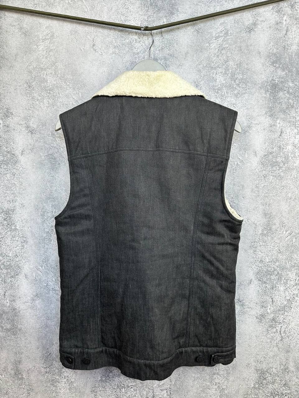 Surface To Air Surface To Air Black Denim Sherpa Lined Biker Vest Size US XS / EU 42 / 0 - 2 Thumbnail