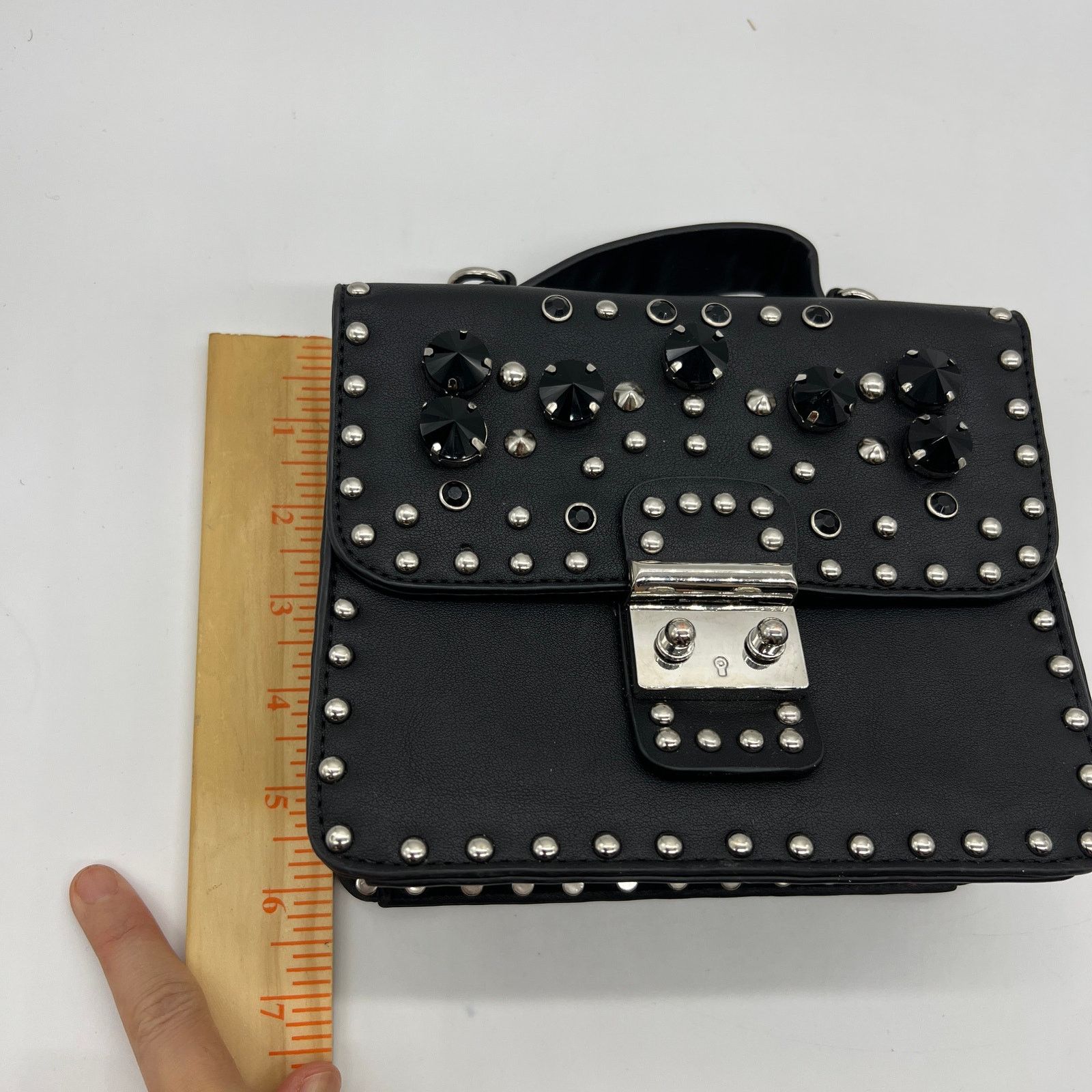 Other Womens Black Crossbody Bag Faux Leather with Chain Strap Size ONE SIZE - 8 Thumbnail