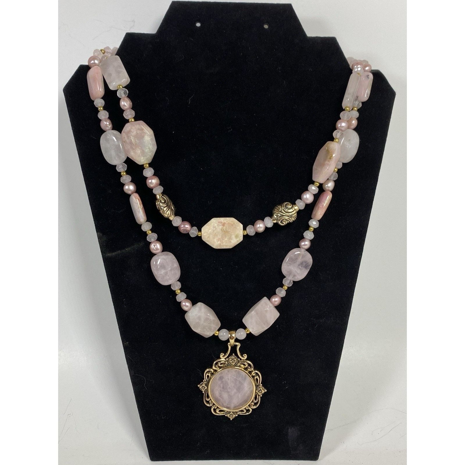 Barse Natural Rose Quartz Pendant Necklace