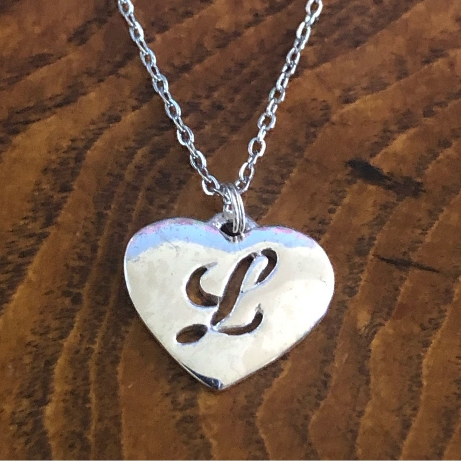 Vintage Vintage sterling monogram initial “L” heart pendant necklace Size ONE SIZE - 12 Thumbnail