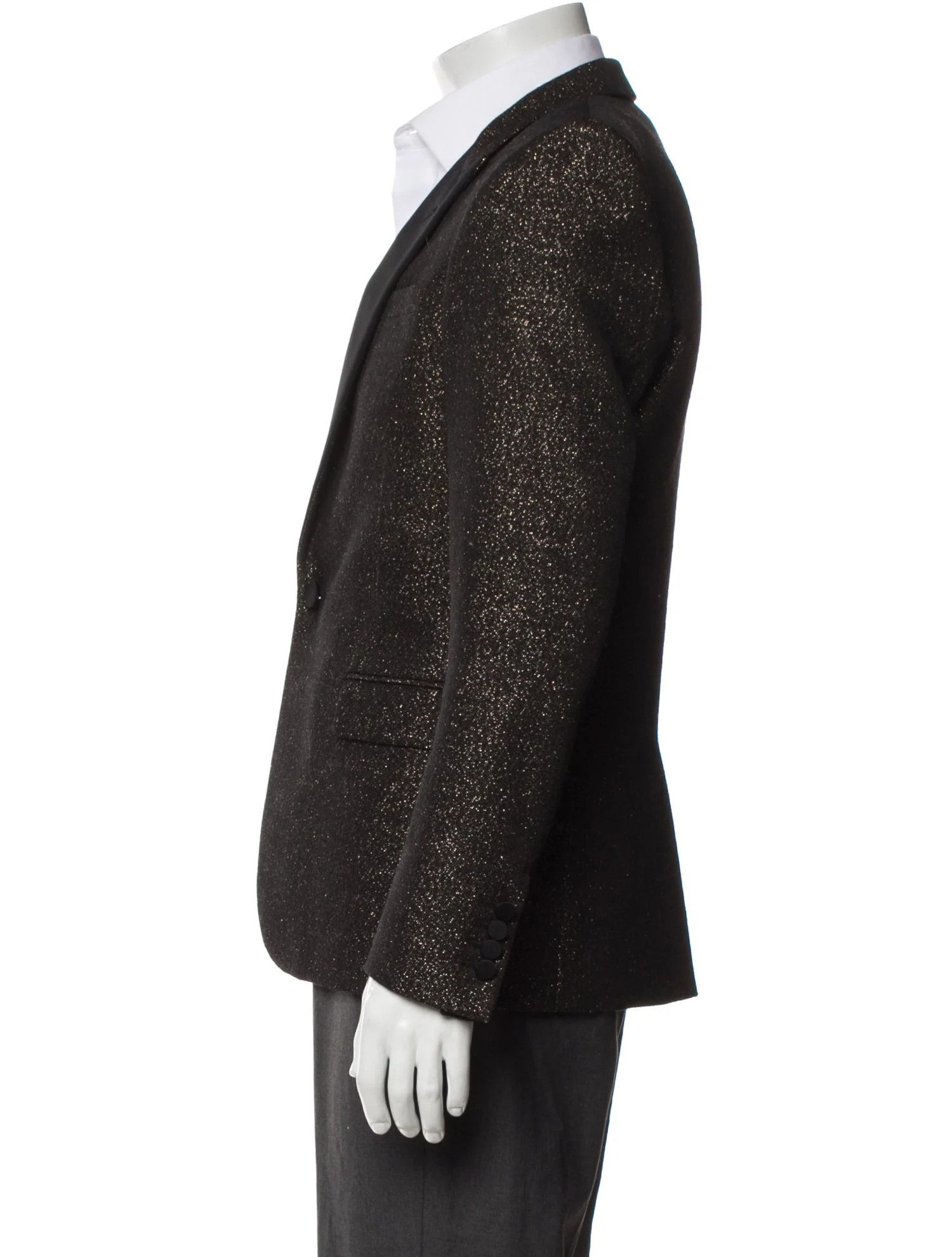 Saint Laurent Paris 2014 Black and Gold Blazer Size 36R - 2 Thumbnail