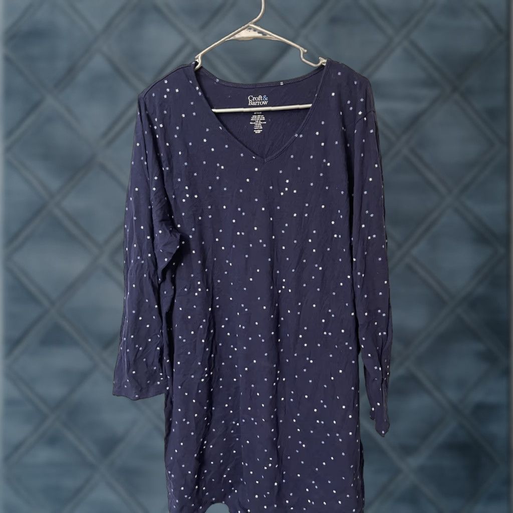Croft & Barrow Croft & Barrow Blouse Long Sleeve Women's 1X Navy Blue Polka Dot Shirt Ladies Plus Size Size XL / US 12-14 / IT 48-50 - 1 Thumbnail
