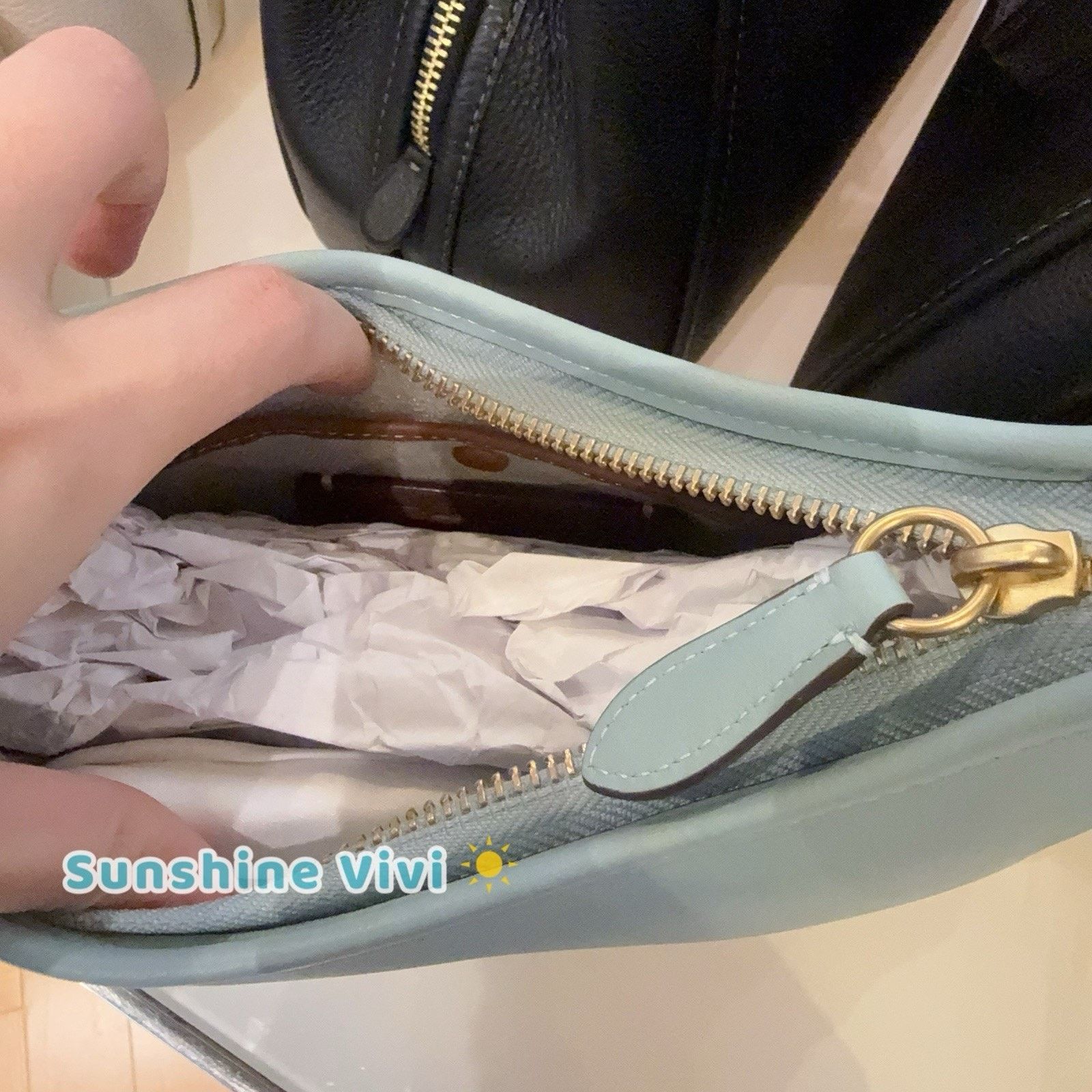 Coach NWT Coach Curve Zip Shoulder Bag CAF11 LIGHT BLUE Size ONE SIZE - 3 Thumbnail