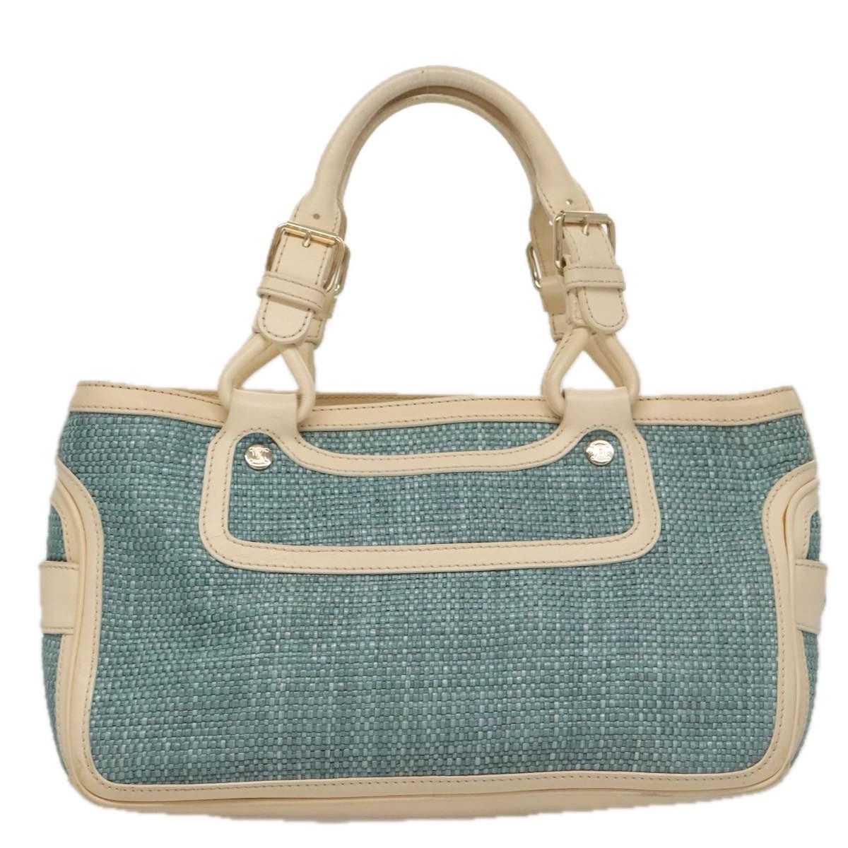 Celine CELINE Hand Bag Straw Leather Blue Cream Gold Size ONE SIZE - 2 Thumbnail