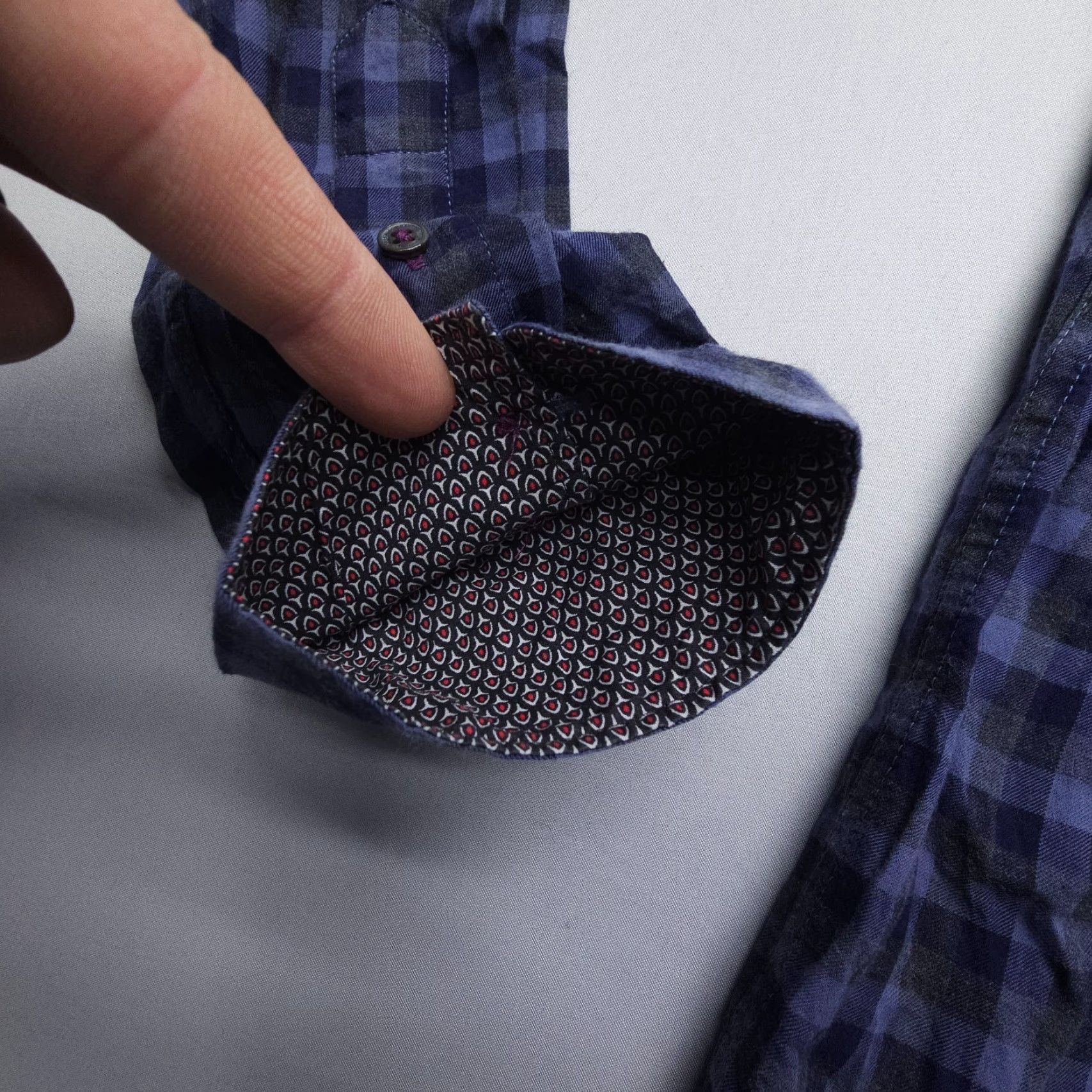 Ted Baker Ted Baker London Button-Up Shirt Mens S Blue Plaid Cotton Knit-Down Collar Casual Business Formal Preppy Size US S / EU 44-46 / 1 - 3 Thumbnail