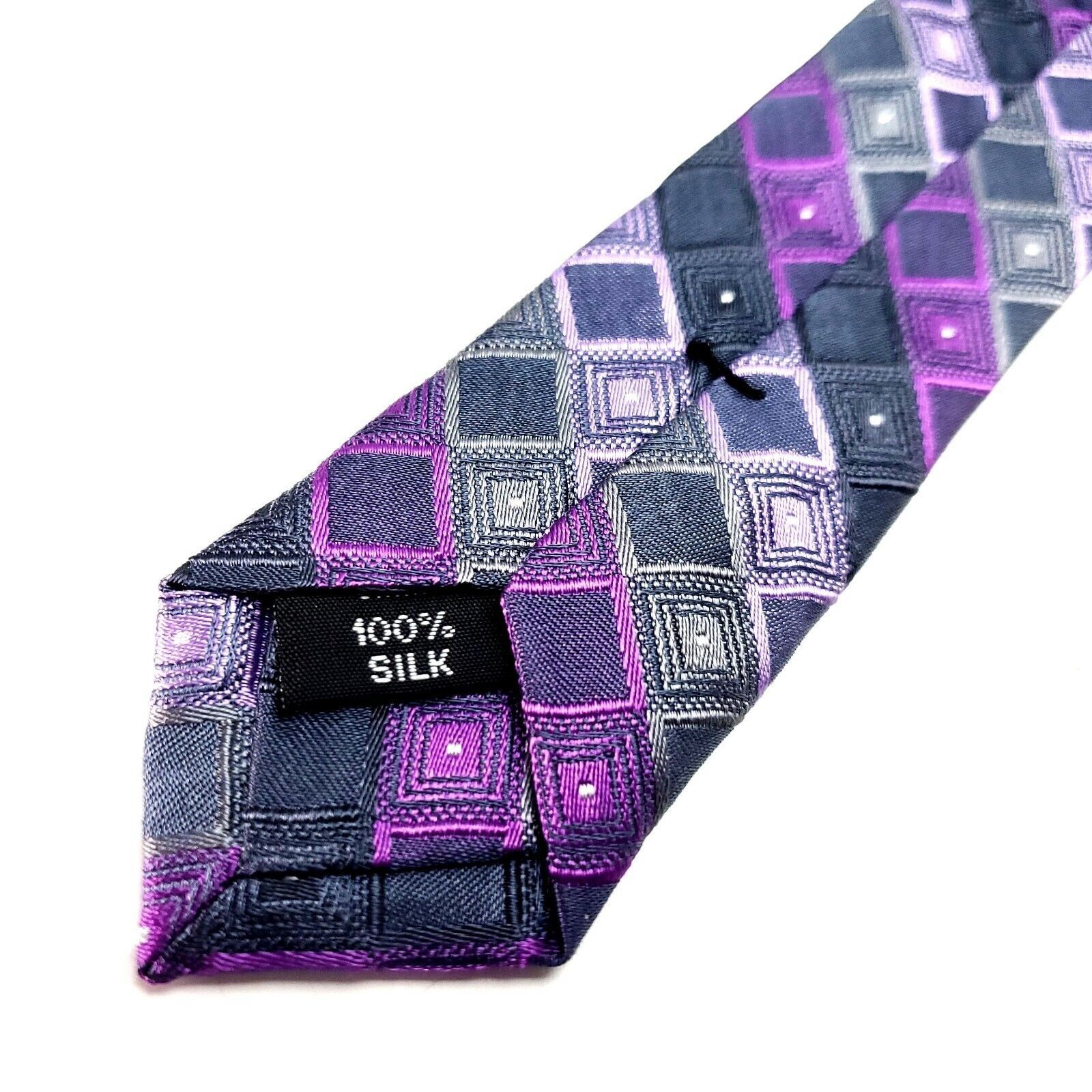 Calvin Klein Calvin Klein Multi Colored Silk Tie Woven Skinny Check Strip Size ONE SIZE - 5 Thumbnail