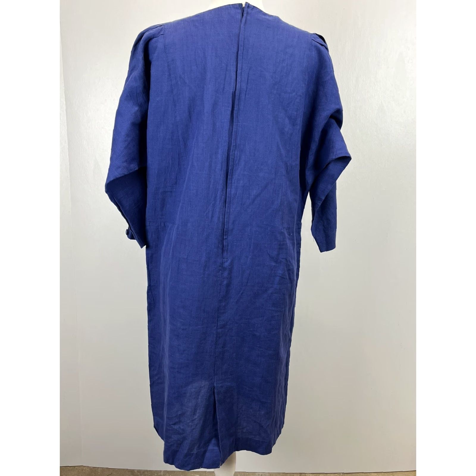 Vintage VINTAGE K. Saison Linen Midi Dress Blue Size M Pockets Lagenlook Womens Size M / US 6-8 / IT 42-44 - 3 Thumbnail