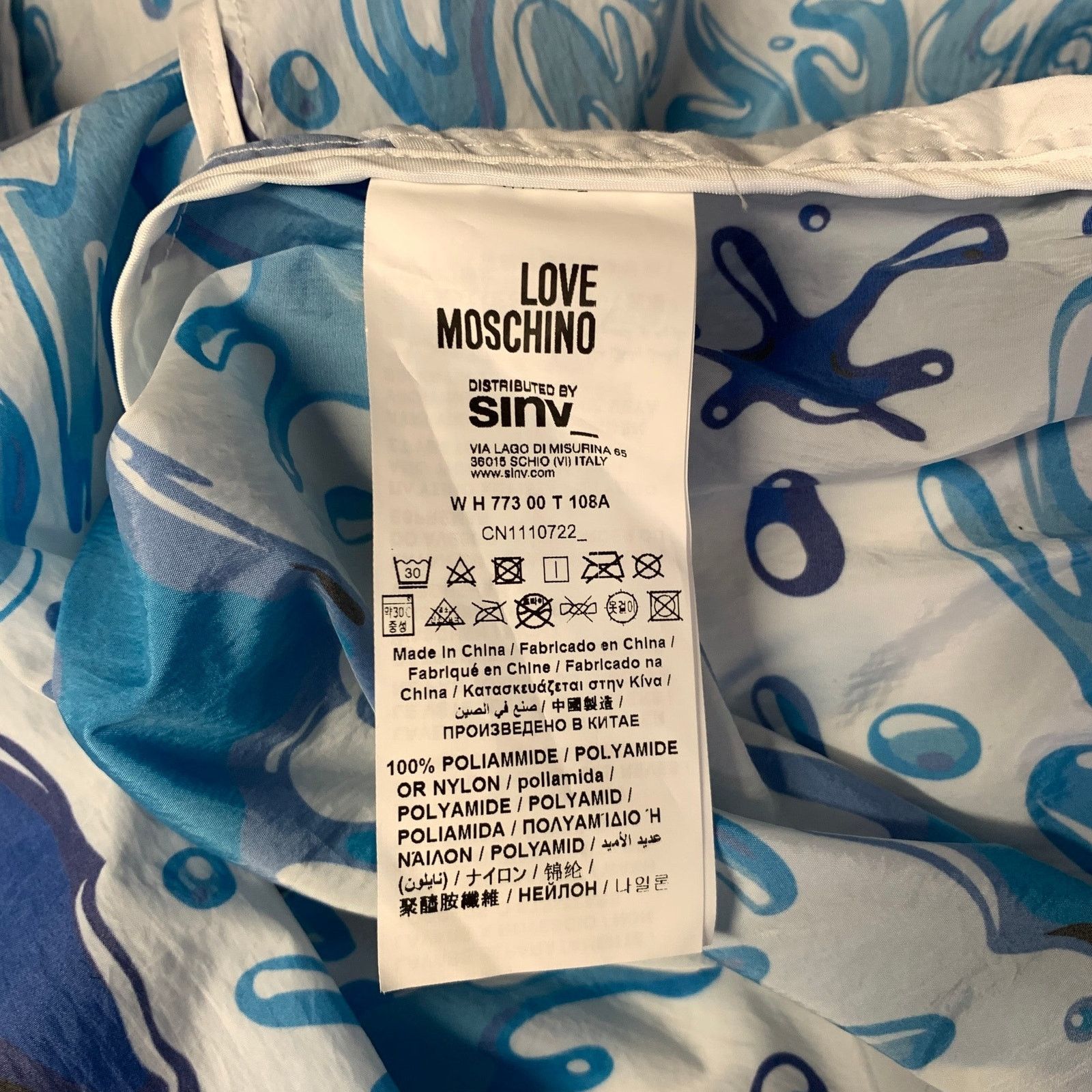 Moschino MOSCHINO Size 8 White Blue Polyamide Splash Raincoat Size M / US 6-8 / IT 42-44 - 6 Thumbnail