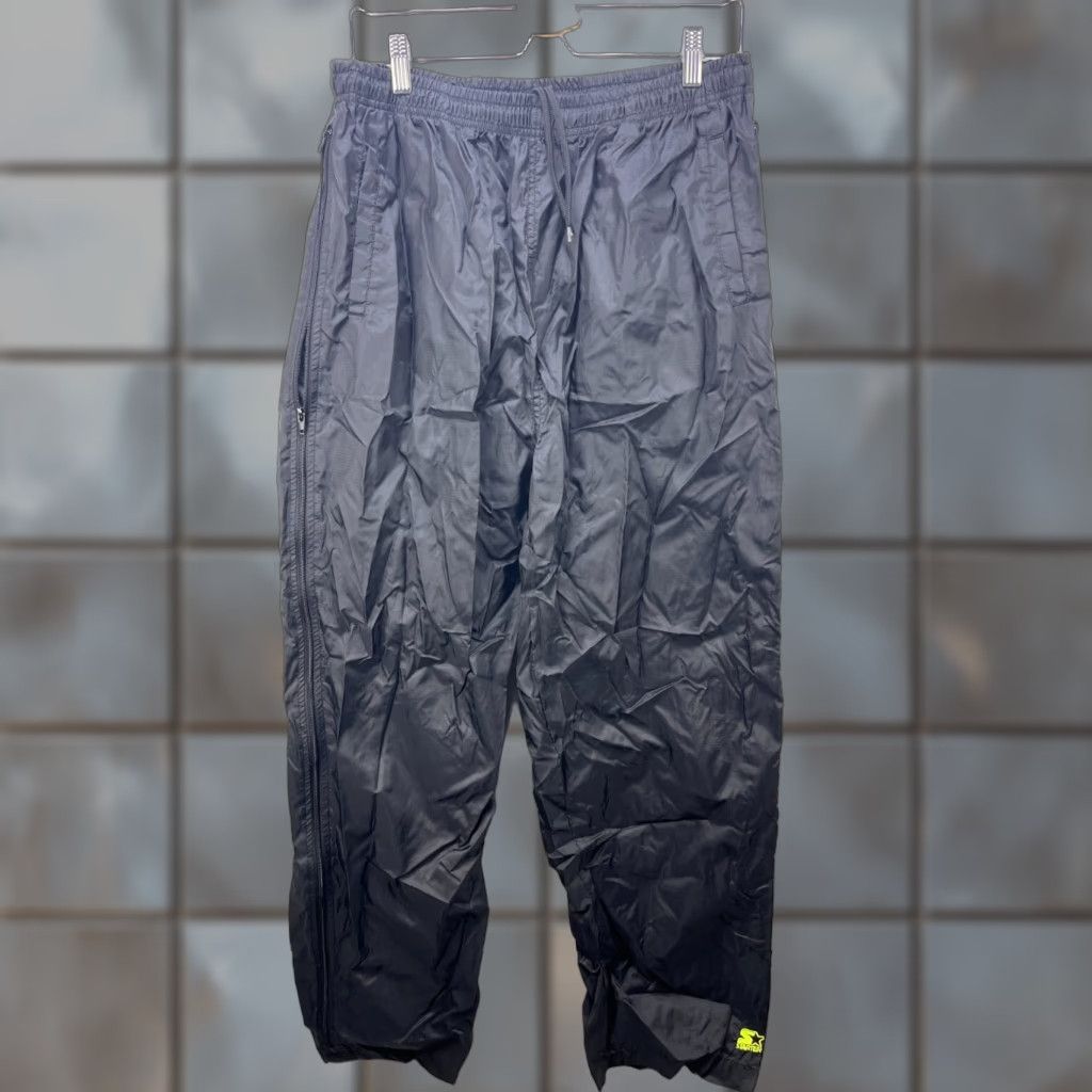 Starter VINTAGE Starter Track Pants Windbreaker Swishy Pants Large Black Mens Size US 33 - 1 Thumbnail