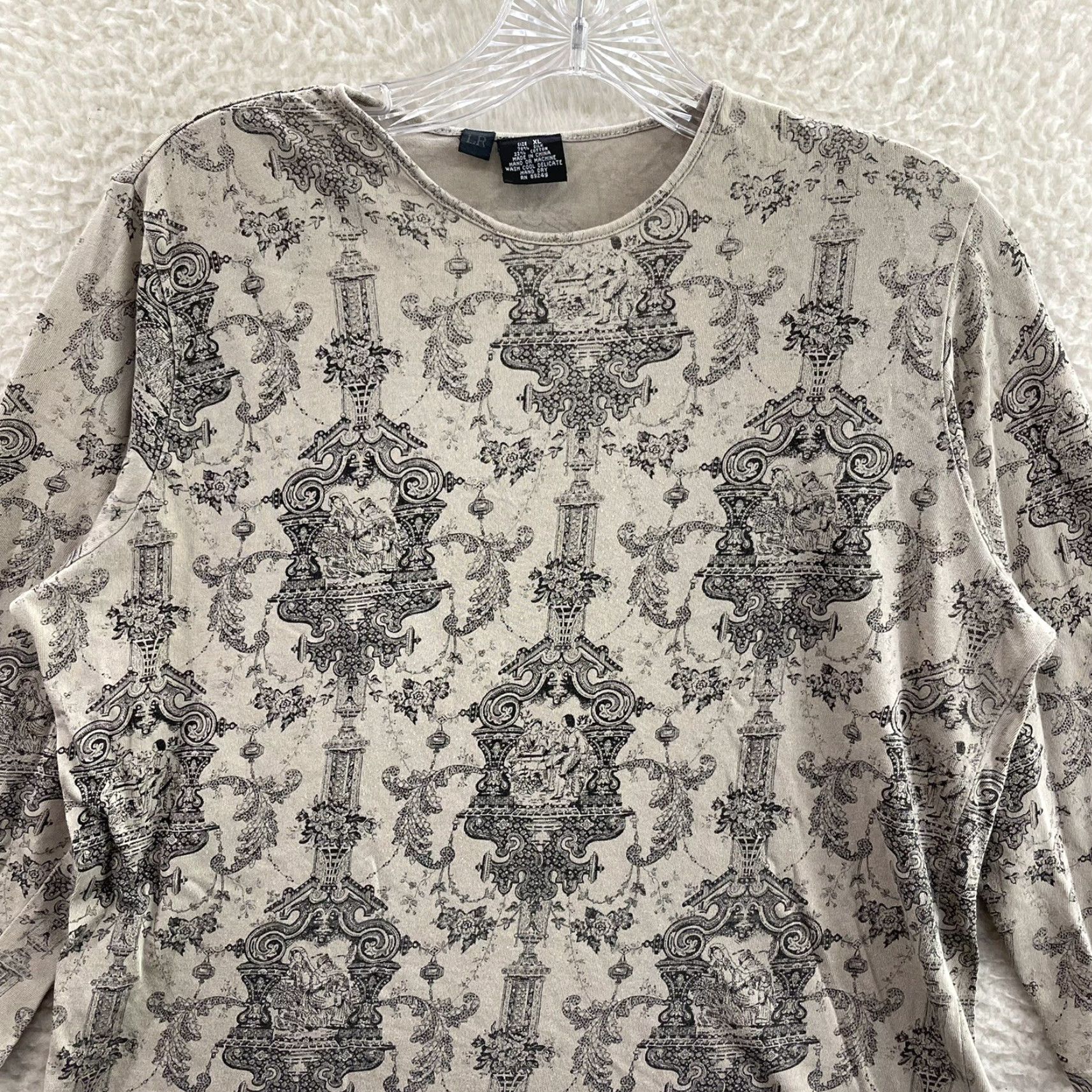 Vintage VINTAGE Y2K Top XL Tan Beige Silk Blend Slinky Stretch 3/4 Sleeve Boho Grunge Shirt XL Mens/ Womens? Size XL / US 12-14 / IT 48-50 - 3 Thumbnail