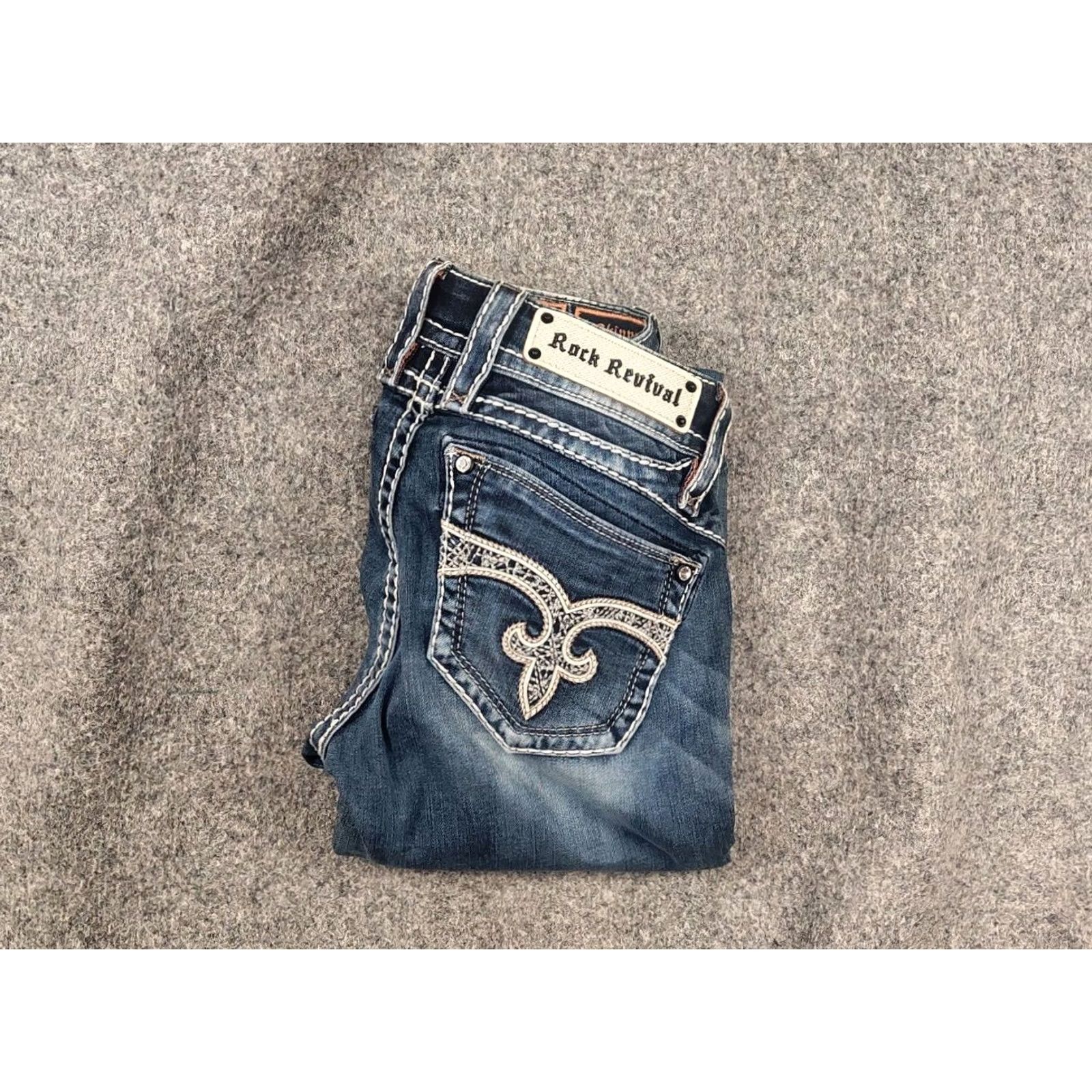 Vintage Rock Revival Adele Jeans denim Blue Faded Embroidered logo Y2K Style Vintage Size 27" / US 4 / IT 40 - 2 Thumbnail