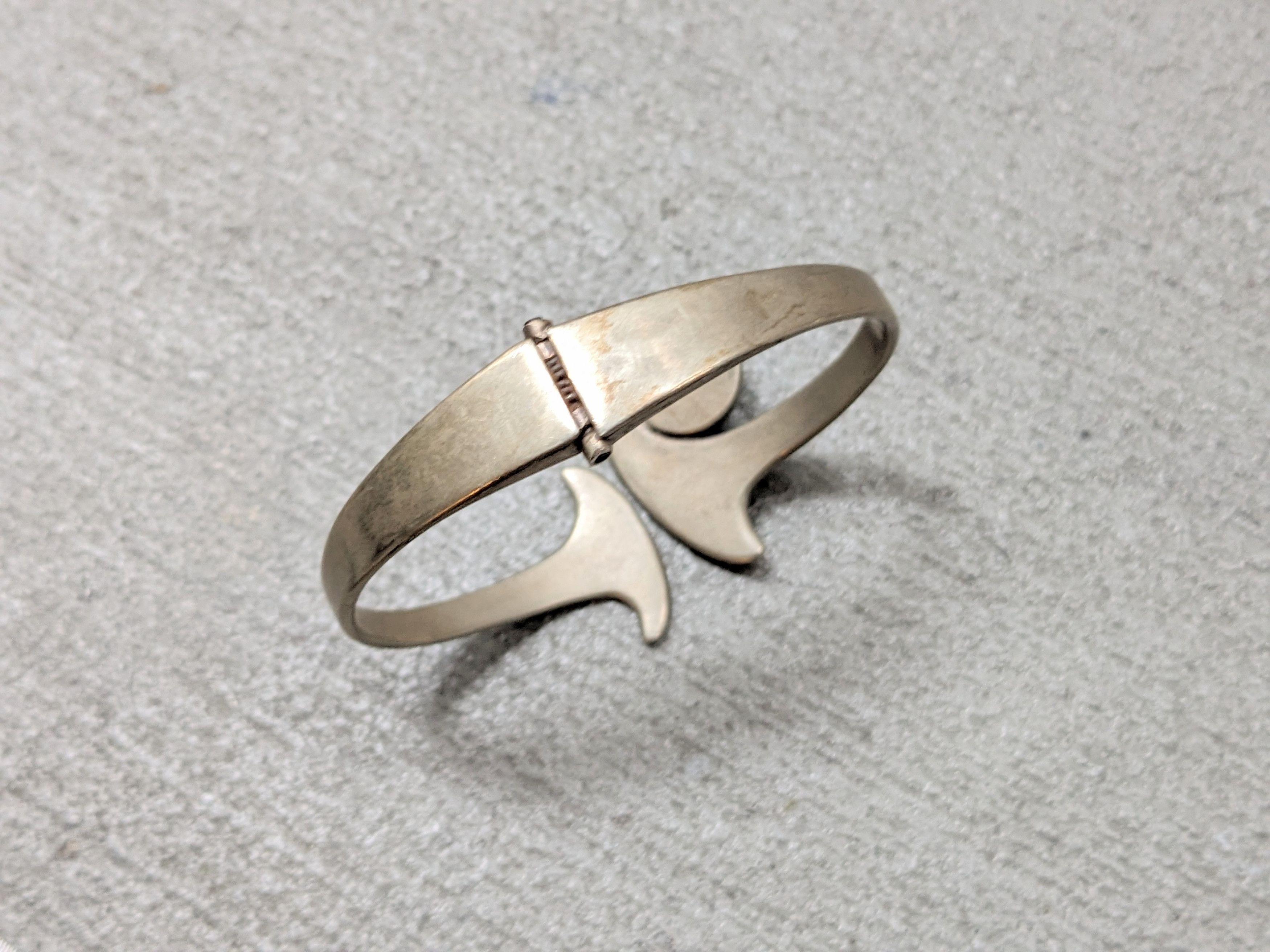 Jewelry Vintage Sterling Silver Bracelet Hinge Modern Avant Garde 7" Size ONE SIZE - 11 Thumbnail
