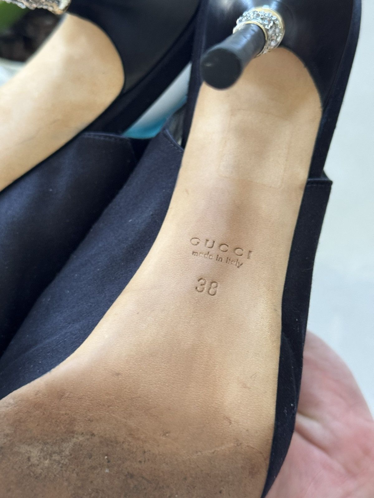 Gucci Gucci Crystal Heel Satin Slingbacks Size US 8 / IT 38 - 6 Thumbnail