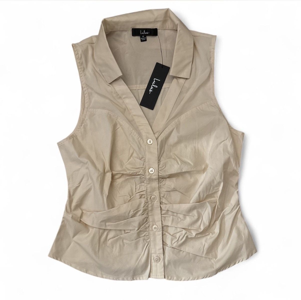 Lulus Cream and white sleeveless blouse Size M / US 6-8 / IT 42-44 - 1 Thumbnail