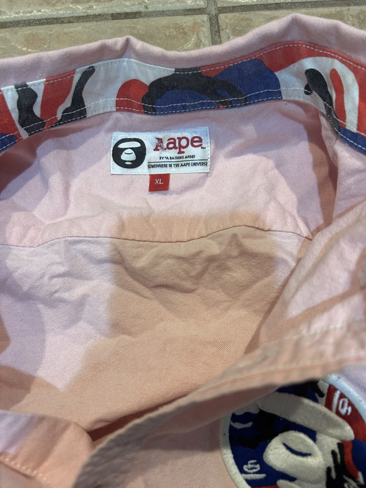 Aape Aape by A Bathing Ape Men Size XL Pink Short Sleeve Buttonup Size US XL / EU 56 / 4 - 7 Thumbnail
