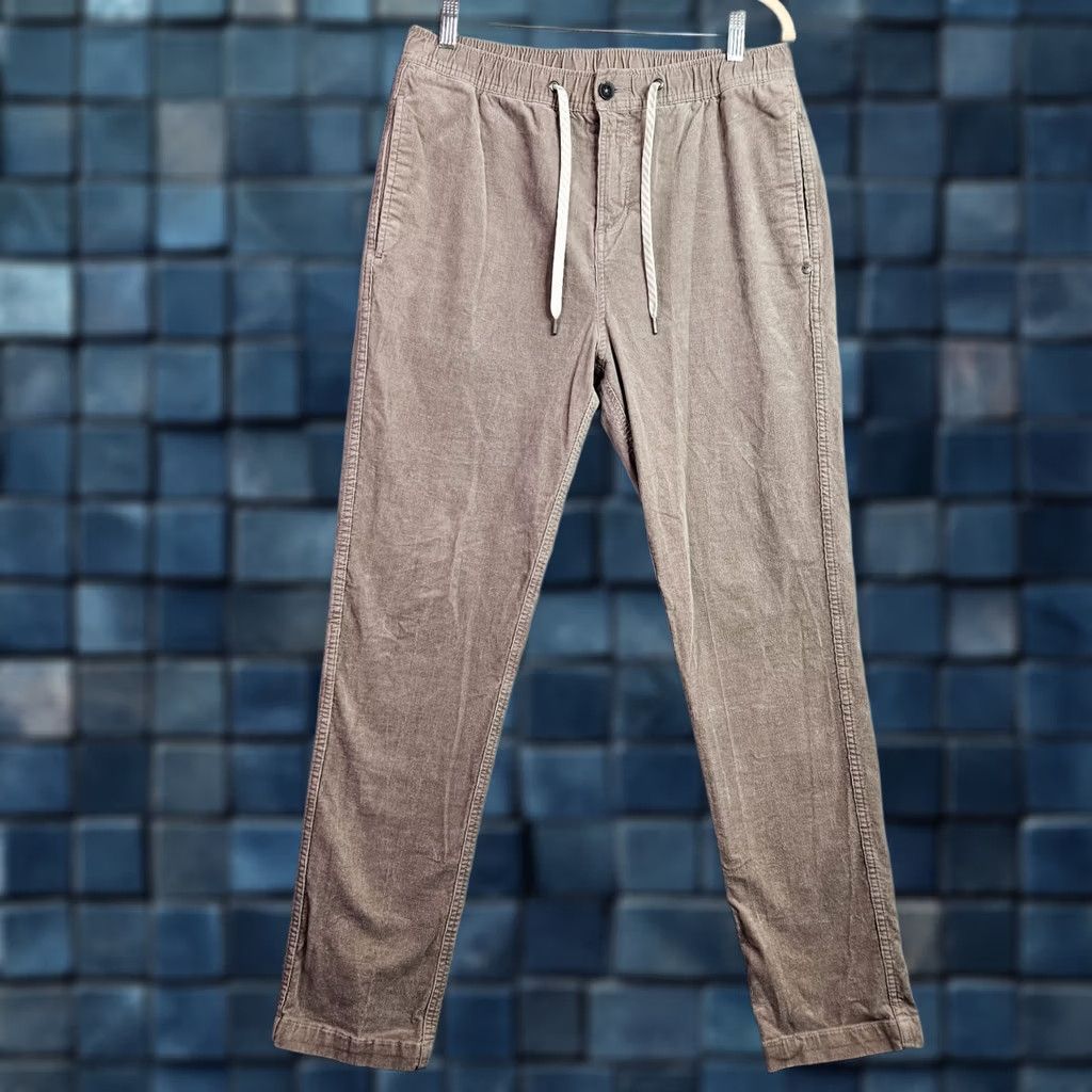 Vuori Vuori Men’s Corduroy Pants L Taupe Brown Cotton Blend Elastic Waist Drawstring Casual Size US 33 - 1 Thumbnail