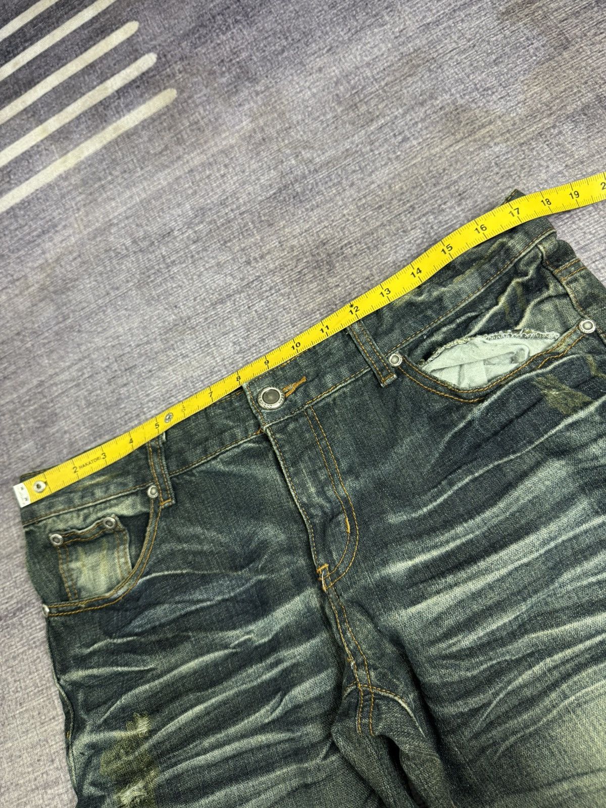 Tornado Mart DDONG SSAN TORNADO STYLE DENIM BUKAN PANTS Size US 35 - 15 Thumbnail