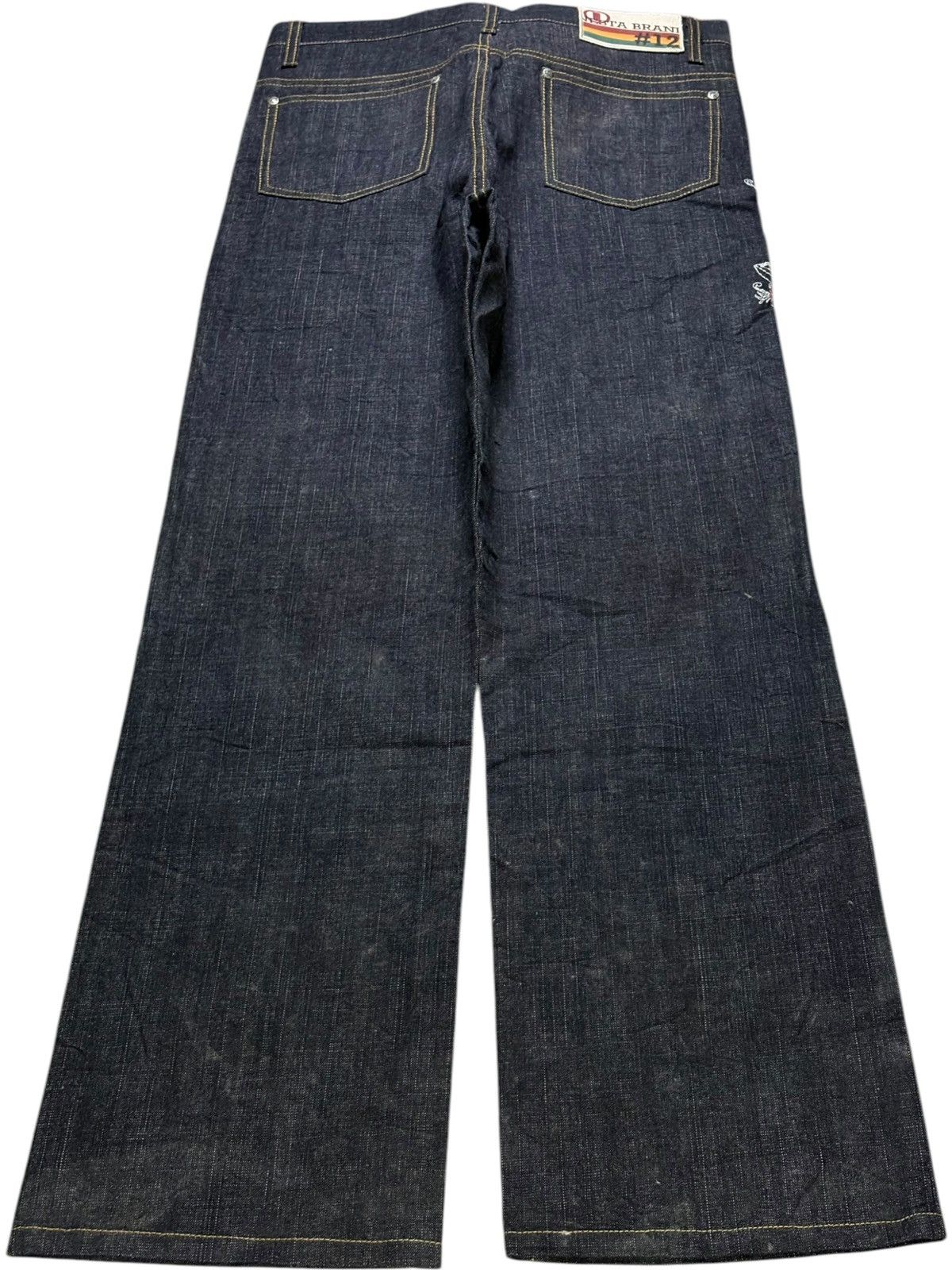 Japanese Brand Vintage Japanese Brand Embroidery Mud Wash Baggy Jeans Size US 33 - 2 Thumbnail