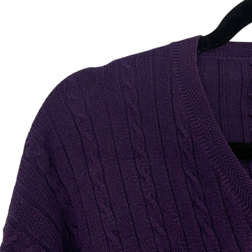 Descente Descente Vintage Purple Cable Knit V-Neck Sweater Size L / US 10 / IT 46 - 2 Thumbnail