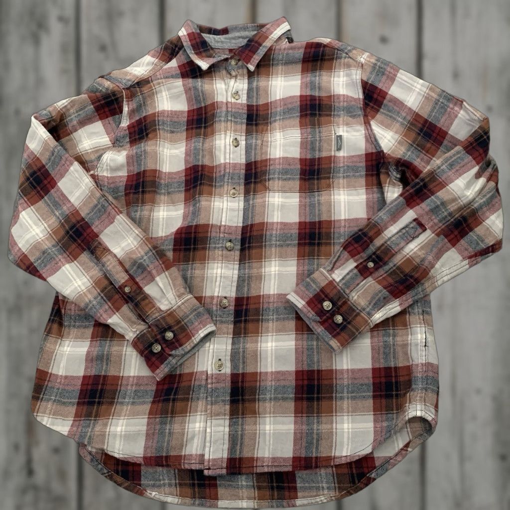 Eddie Bauer Eddie Bauer Flannel Shirt Mens XL Gray Red Plaid 100% Cotton Relaxed Fit Button-Up Size US XL / EU 56 / 4 - 1 Thumbnail