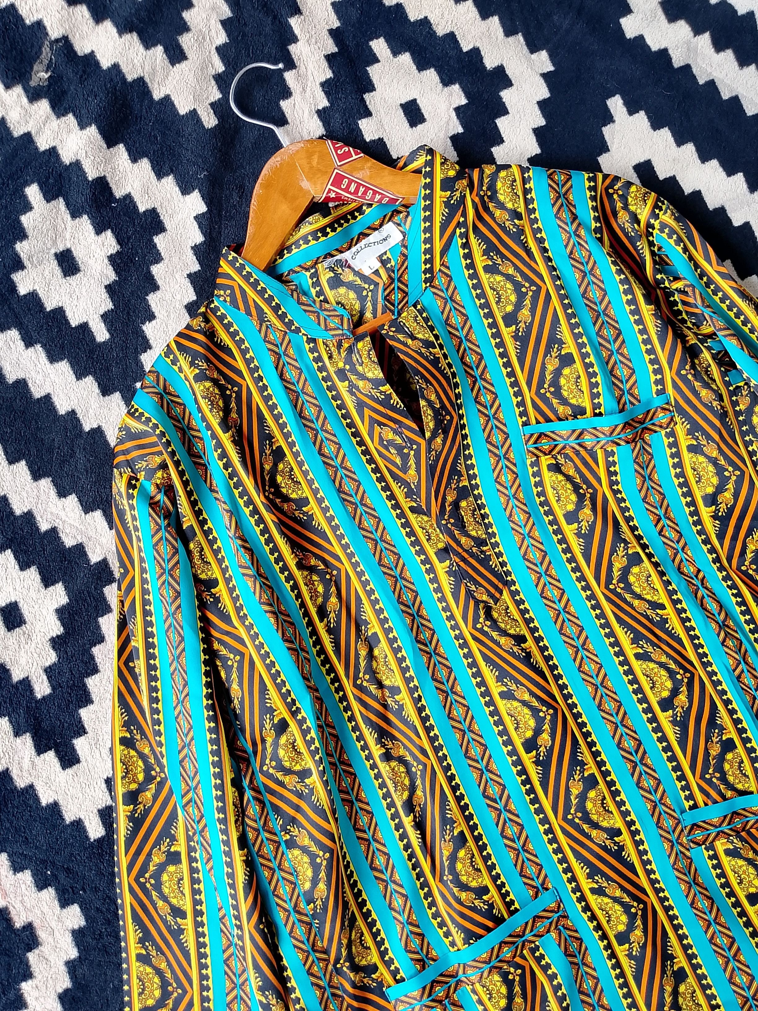 Vintage Vintage Sambalpuri Ornate Turquoise & Gold Kurta Shirt Size US L / EU 52-54 / 3 - 3 Thumbnail