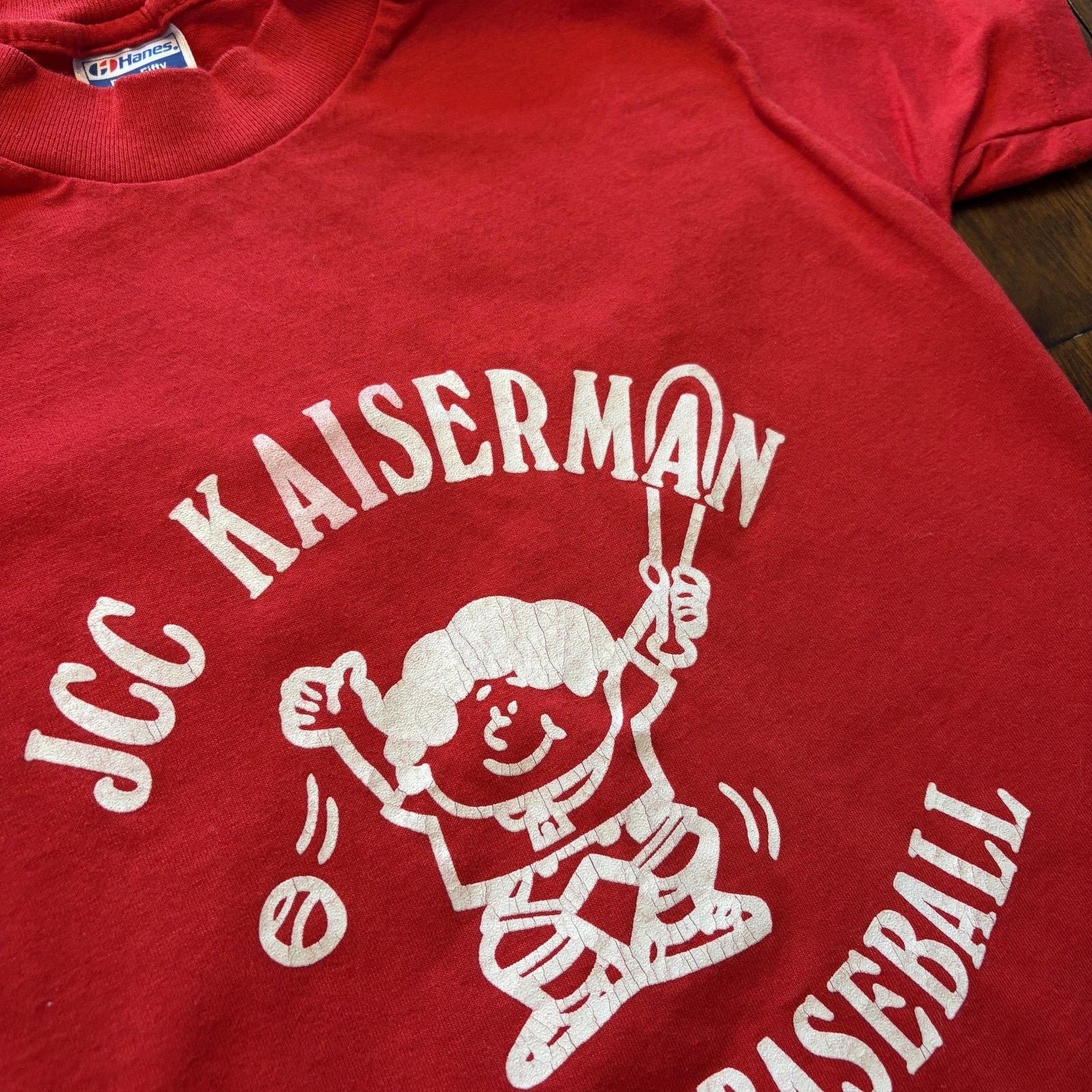 Hanes Vtg JCC Kaiserman Get Set Baseball Shirt Youth 10-12 Hanes Size US XXS / EU 40 - 4 Thumbnail