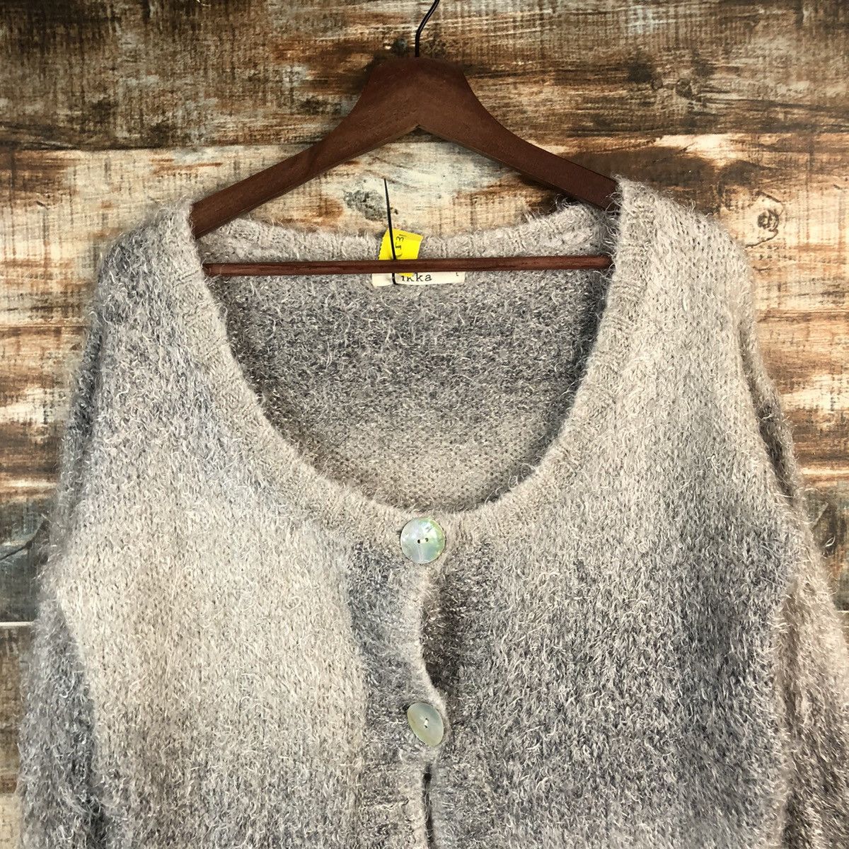 Vintage DL Ciqueto Ikka Gray shaggy fur Cardigan Knitwear #C531 Size L / US 10 / IT 46 - 4 Thumbnail