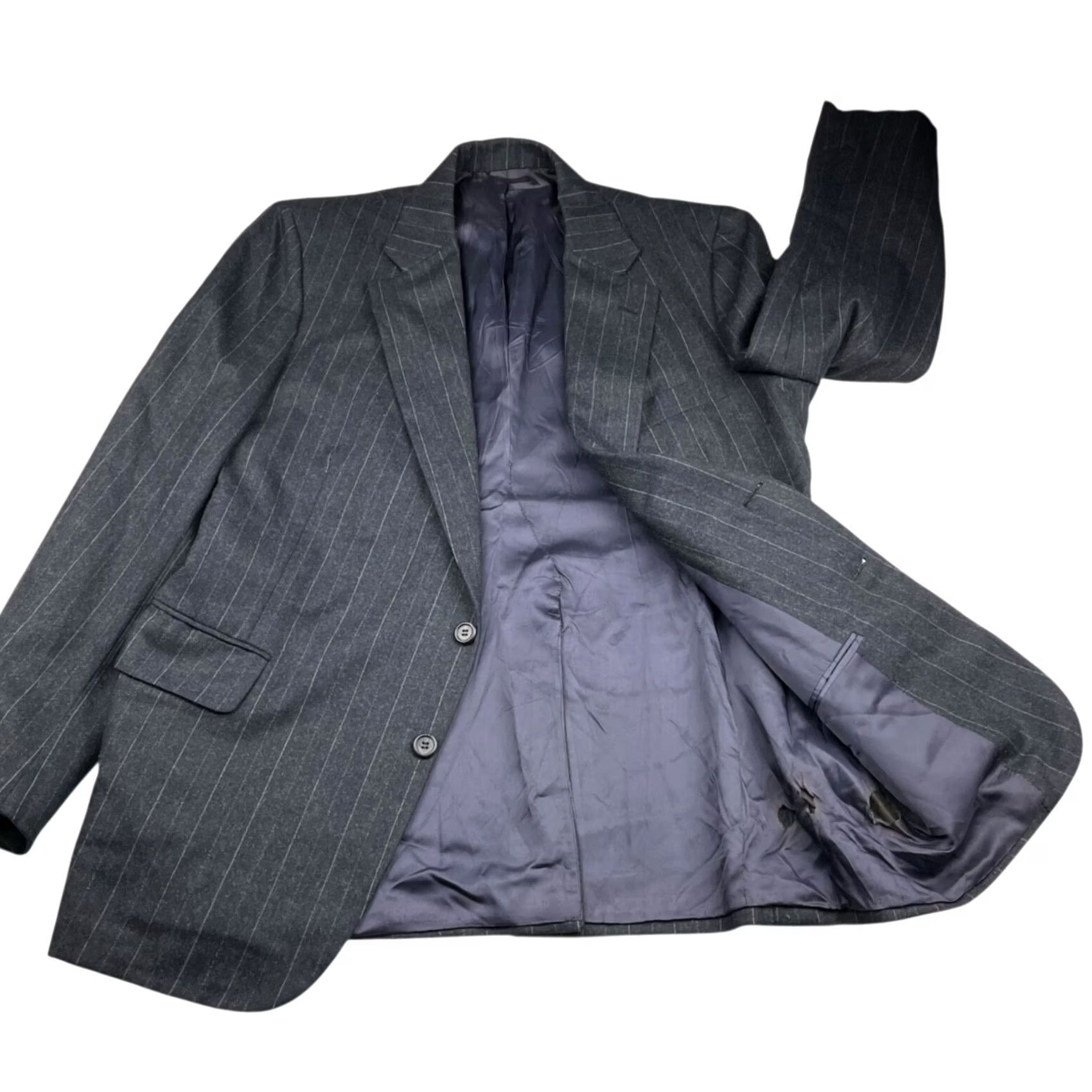 Vintage VINTAGE Barneys Blazer Wool Charcoal Stripe Mens 40R US Size 40R - 3 Thumbnail
